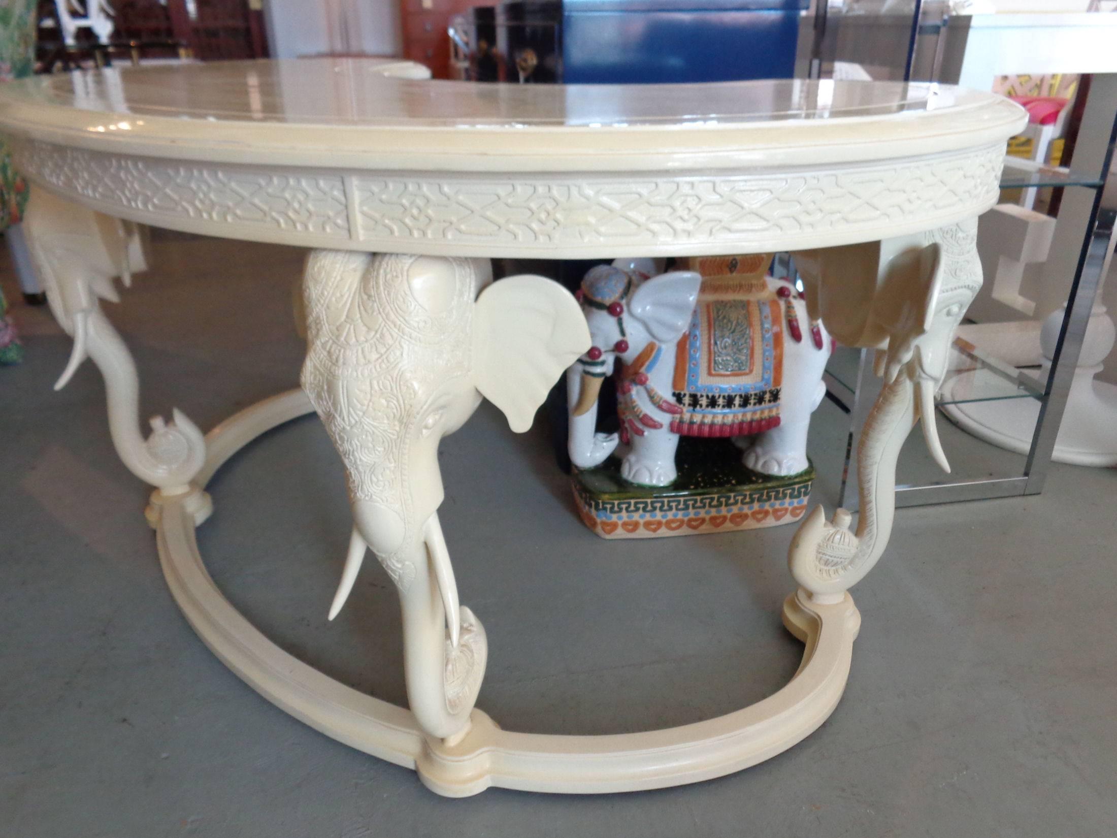 Hollywood Regency Style Fretwork Elephant Desk 3