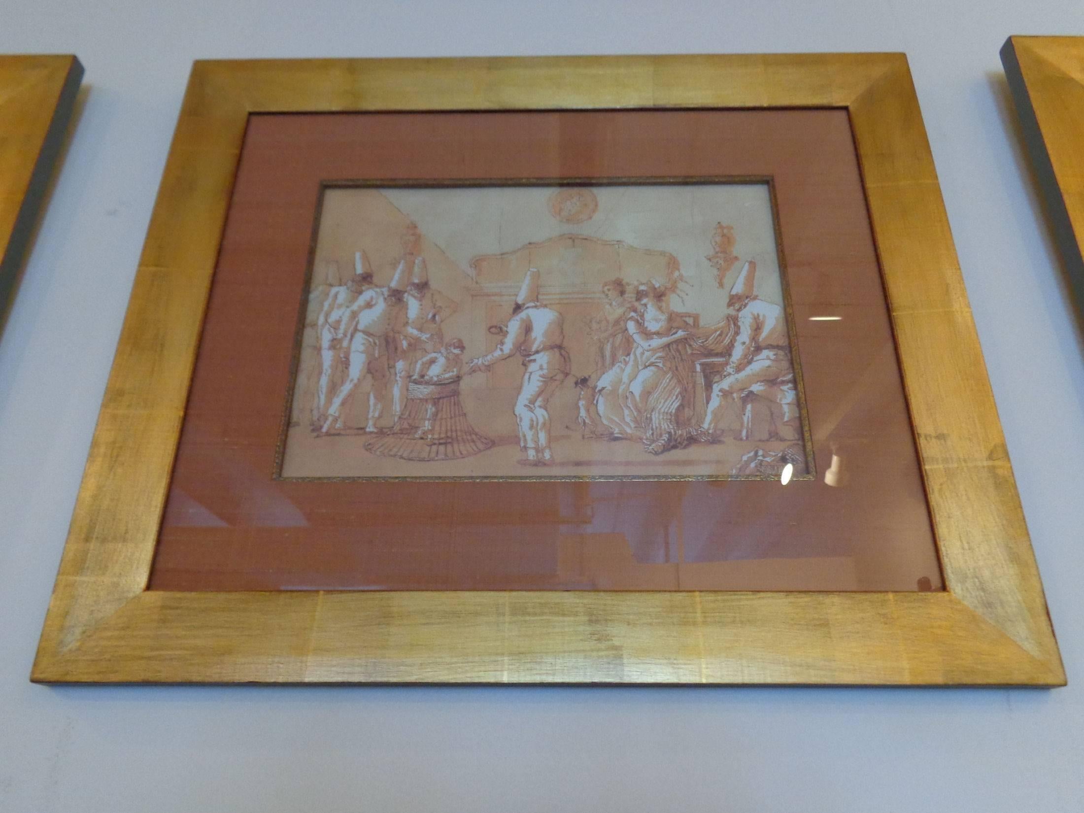 Punchinello Prints of Drawings by Domenico Tiepolo In Excellent Condition In West Palm Beach, FL