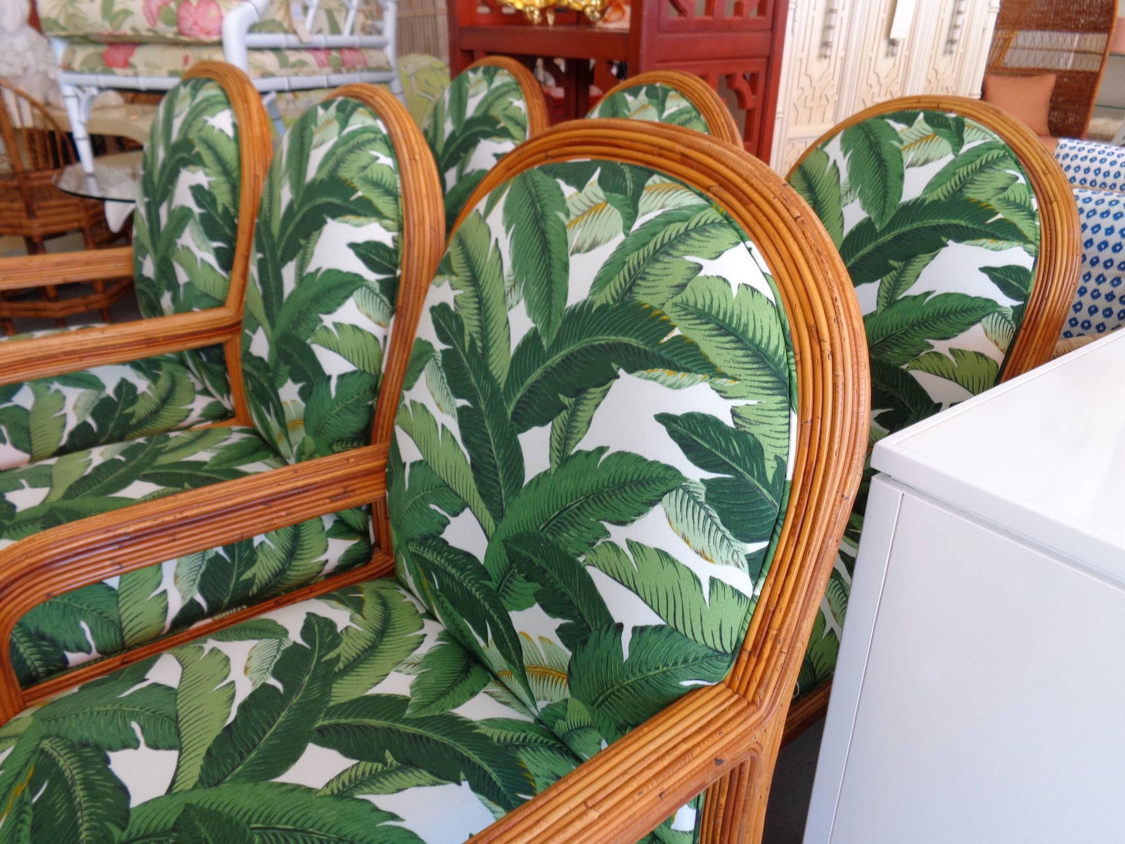 Six Pencil Reed Dining Chairs In Good Condition In West Palm Beach, FL
