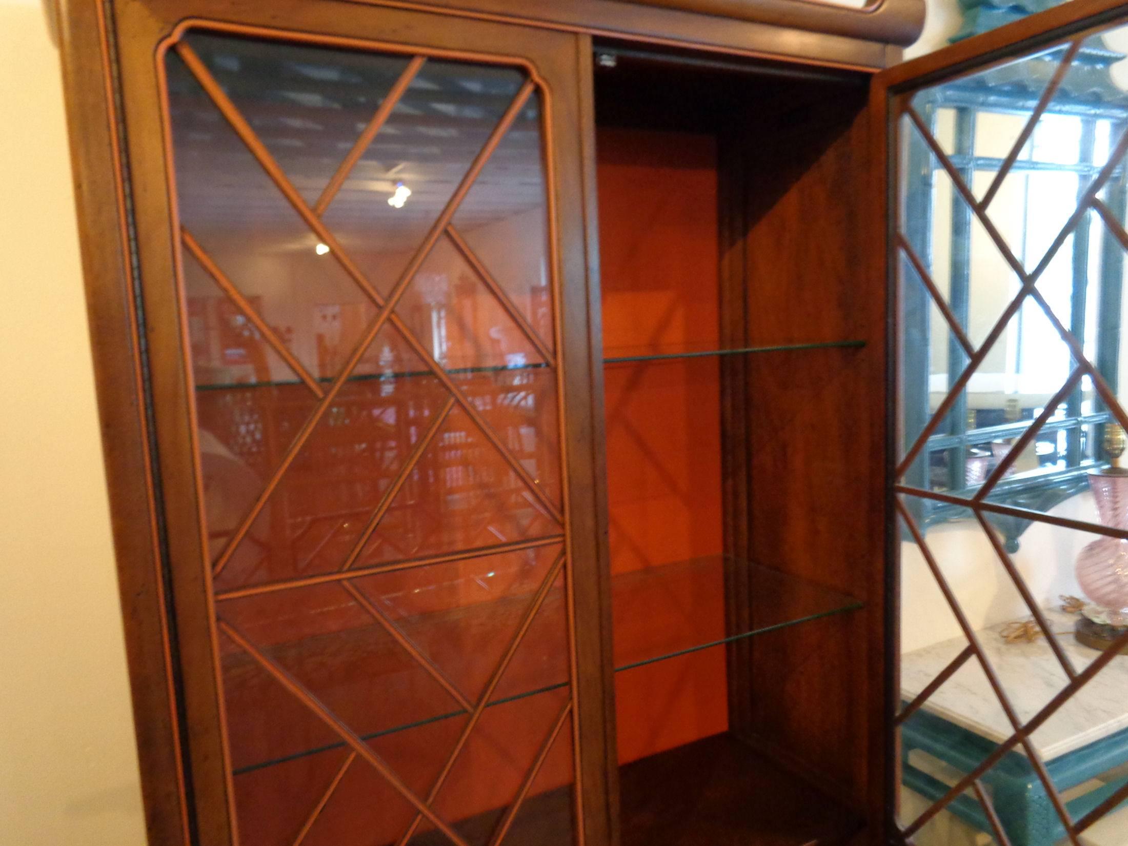 Pagoda Chippendale Cabinet by Tomlinson In Good Condition In West Palm Beach, FL