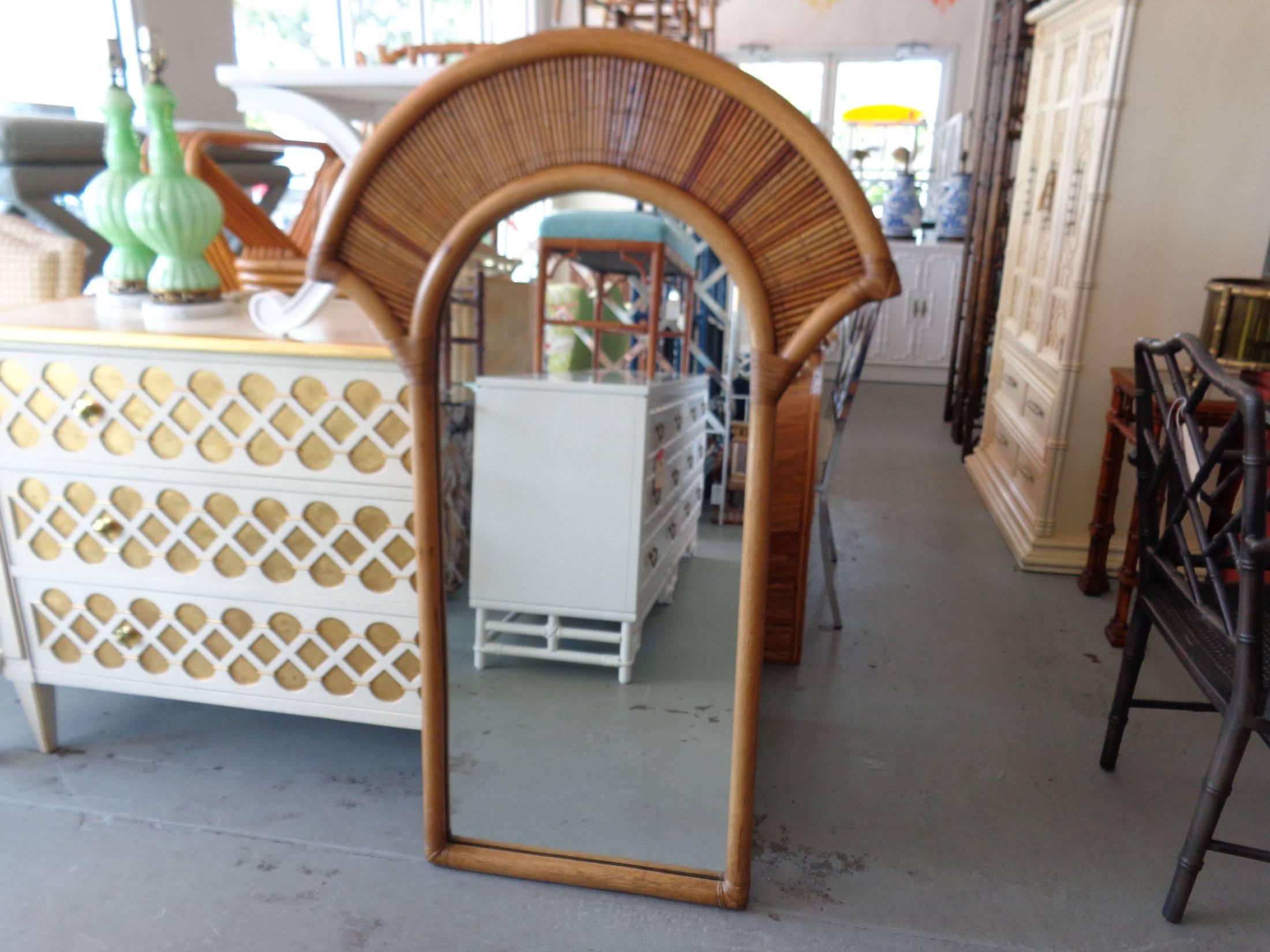 Labarge Pencil Reed Console and Mirror For Sale 1