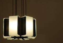 Rare and large Stilnovo pendant chandelier, Italy, 1950s.