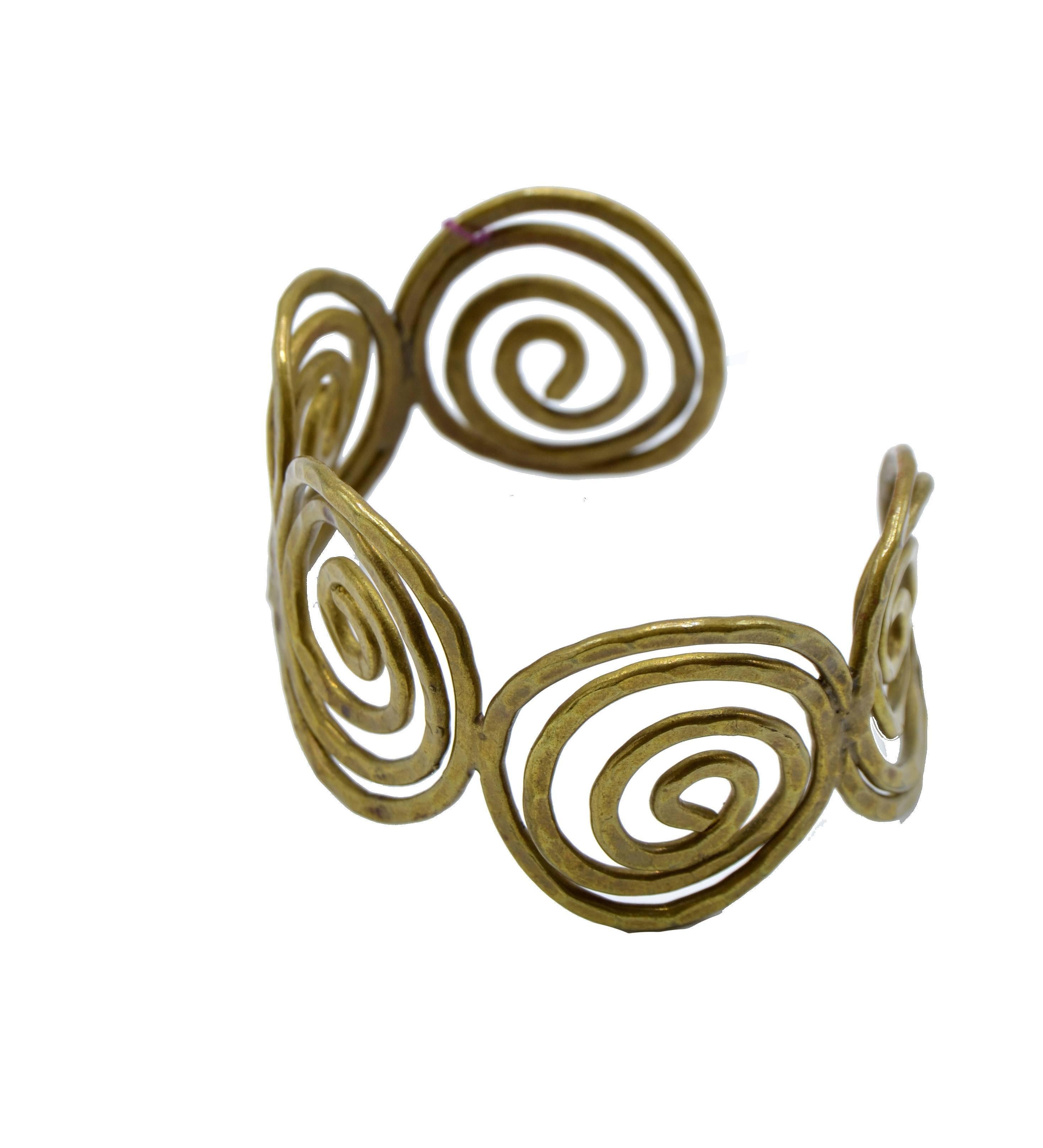 20th Century Brass Greek Key Style Cuff