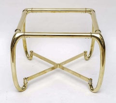 Mastercraft Attributed Art Deco Heavy Brass Glass Side Table, Italy