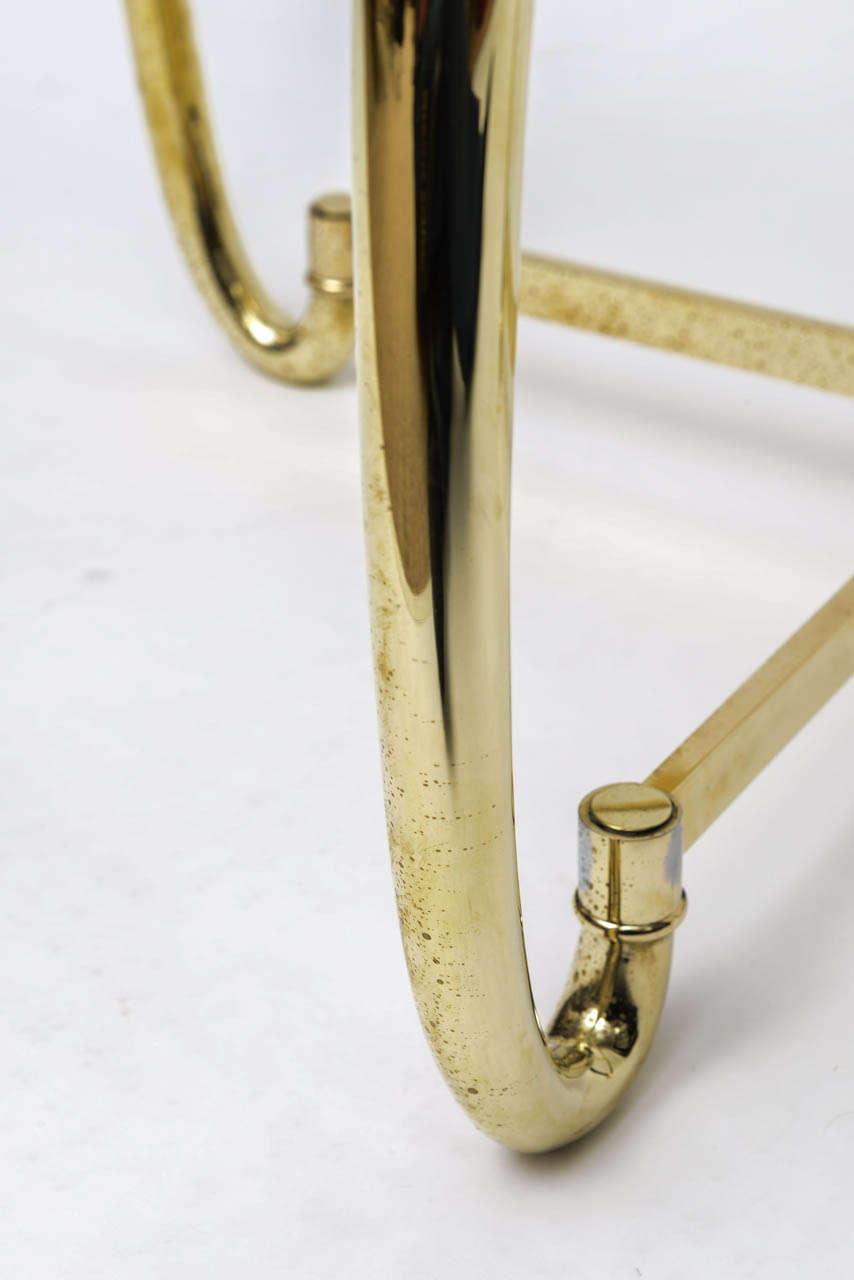 Mastercraft Attributed Heavy Brass Glass Side Table, Italy In Good Condition For Sale In Miami, FL