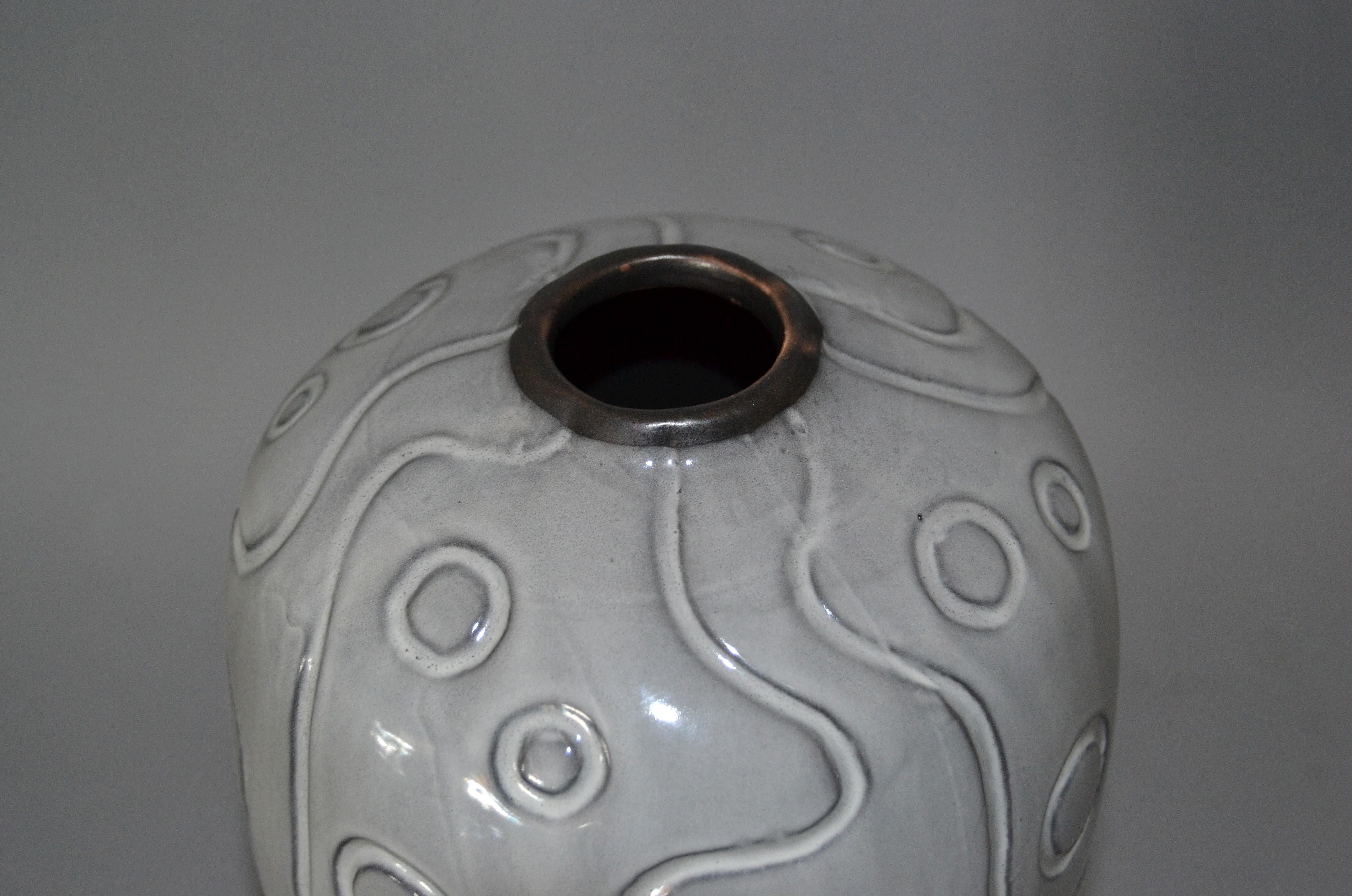 American Modern Glazed Pottery Gray Vase