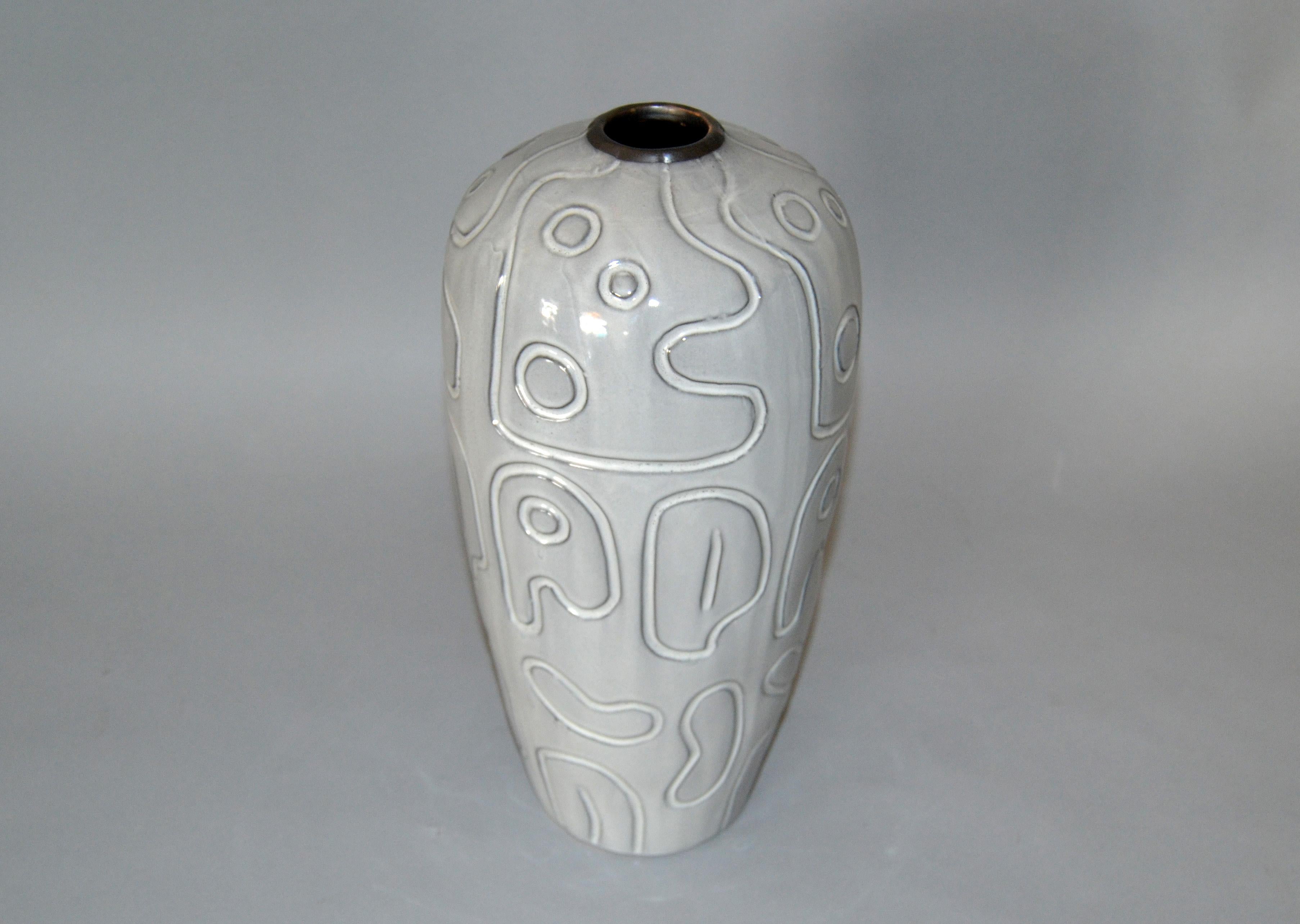 Modern Glazed Pottery Gray Vase 3
