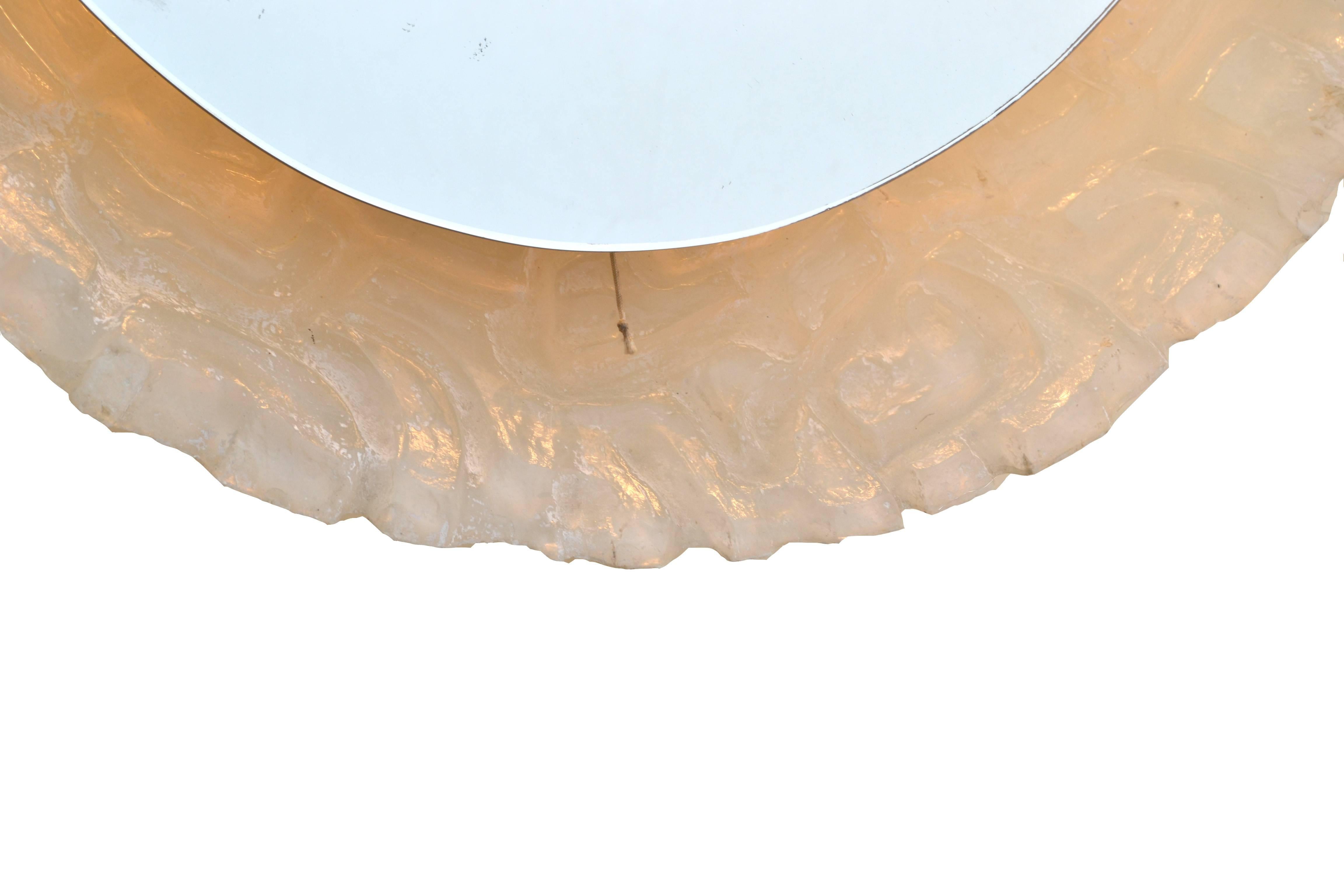 Mid-20th Century Round or Oval Cast Resin Lit Mirror