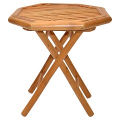 Achteckiger Vintage-Beistelltisch aus Bambus, handgefertigt, klappbar, Mitteltisch, 1970