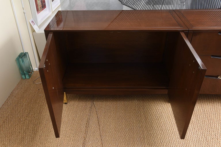 Credenza with Brass Pulls and Legs by Johnson Furniture Co. 2