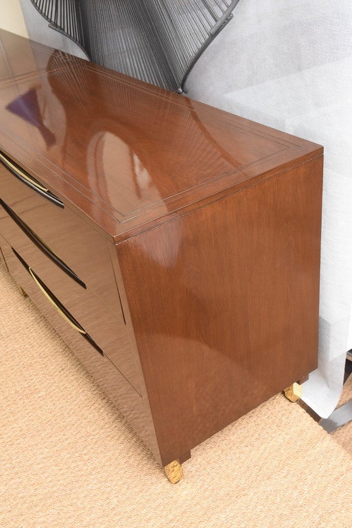 Credenza with Brass Pulls and Legs by Johnson Furniture Co. 4