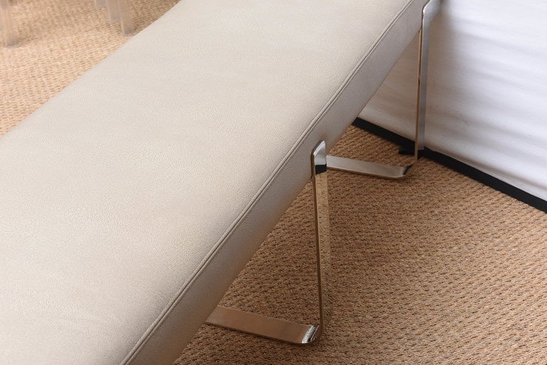 Long Bench with Faux Shagreen Leather on Chrome Base, Pace Collection 2