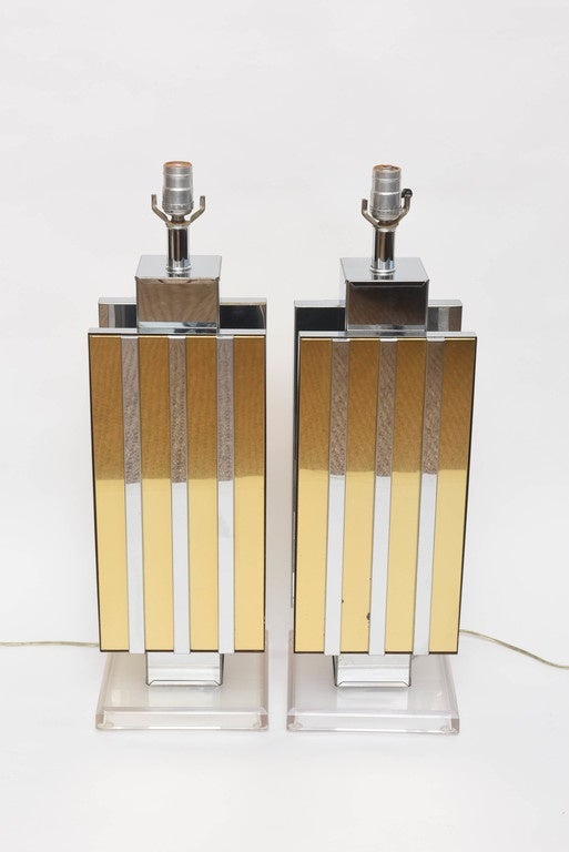Pair of Skyscraper table lamps in the style of Paul Evans.
