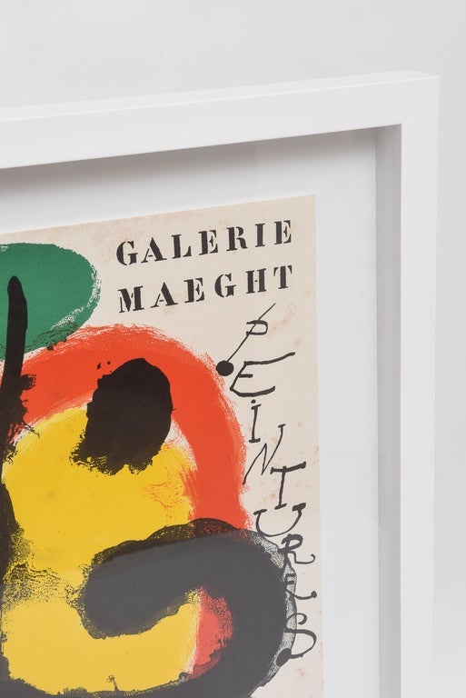 Original Offset Lithograph exhibition poster for Joan Miro by Galerie Maeght.
Expertly framed in a floating manner in a high quality frame.
Art Dimension 18