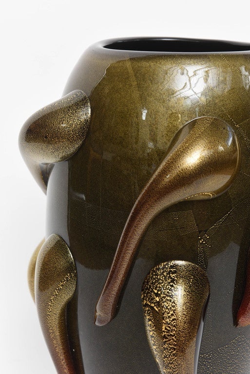 Italienische Vase aus massivem Kunstglas von Pino Signoretto im Zustand „Gut“ im Angebot in Miami, FL