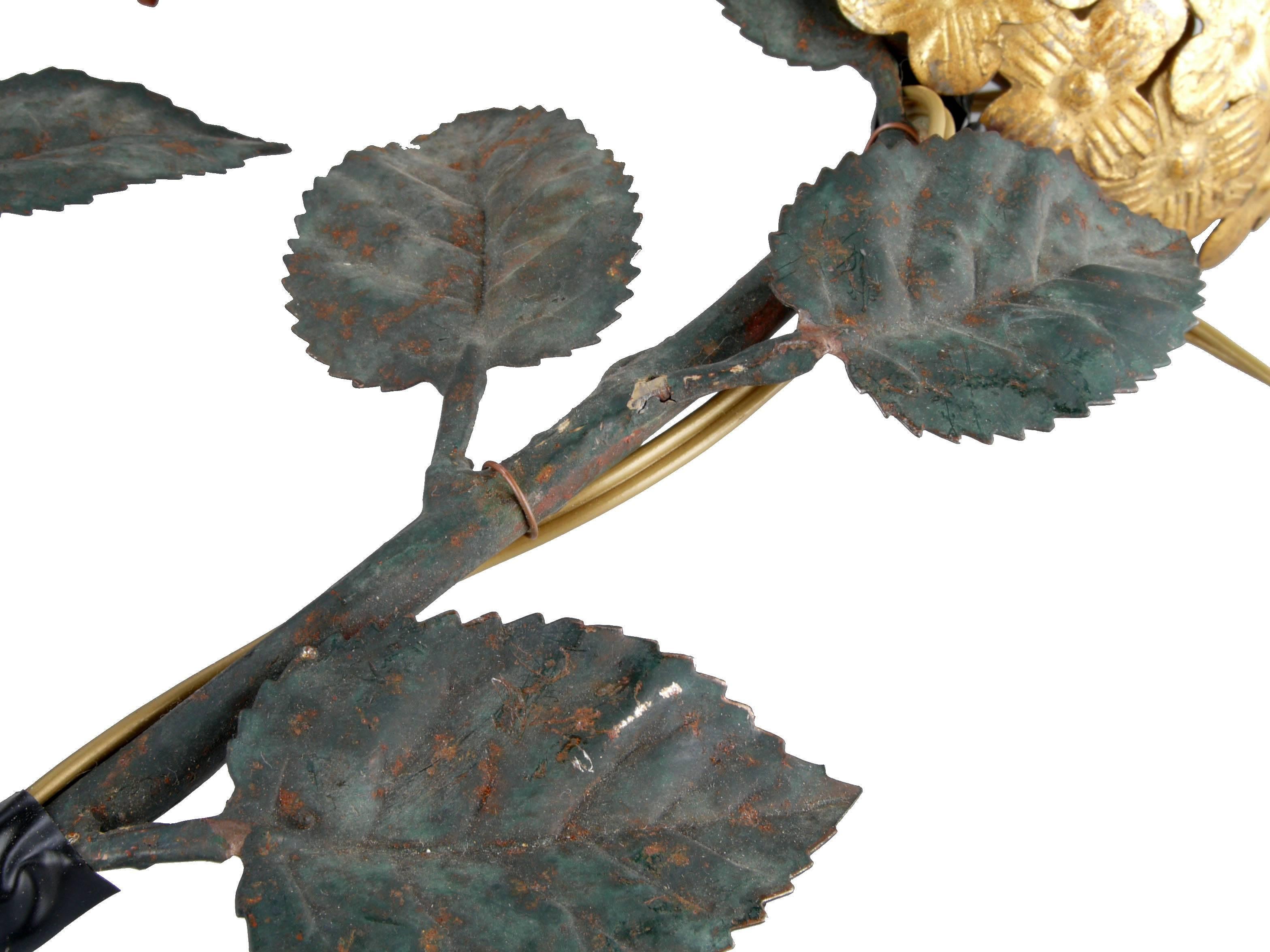 Mid-20th Century Pair of Florentine Brass and Iron Sconces