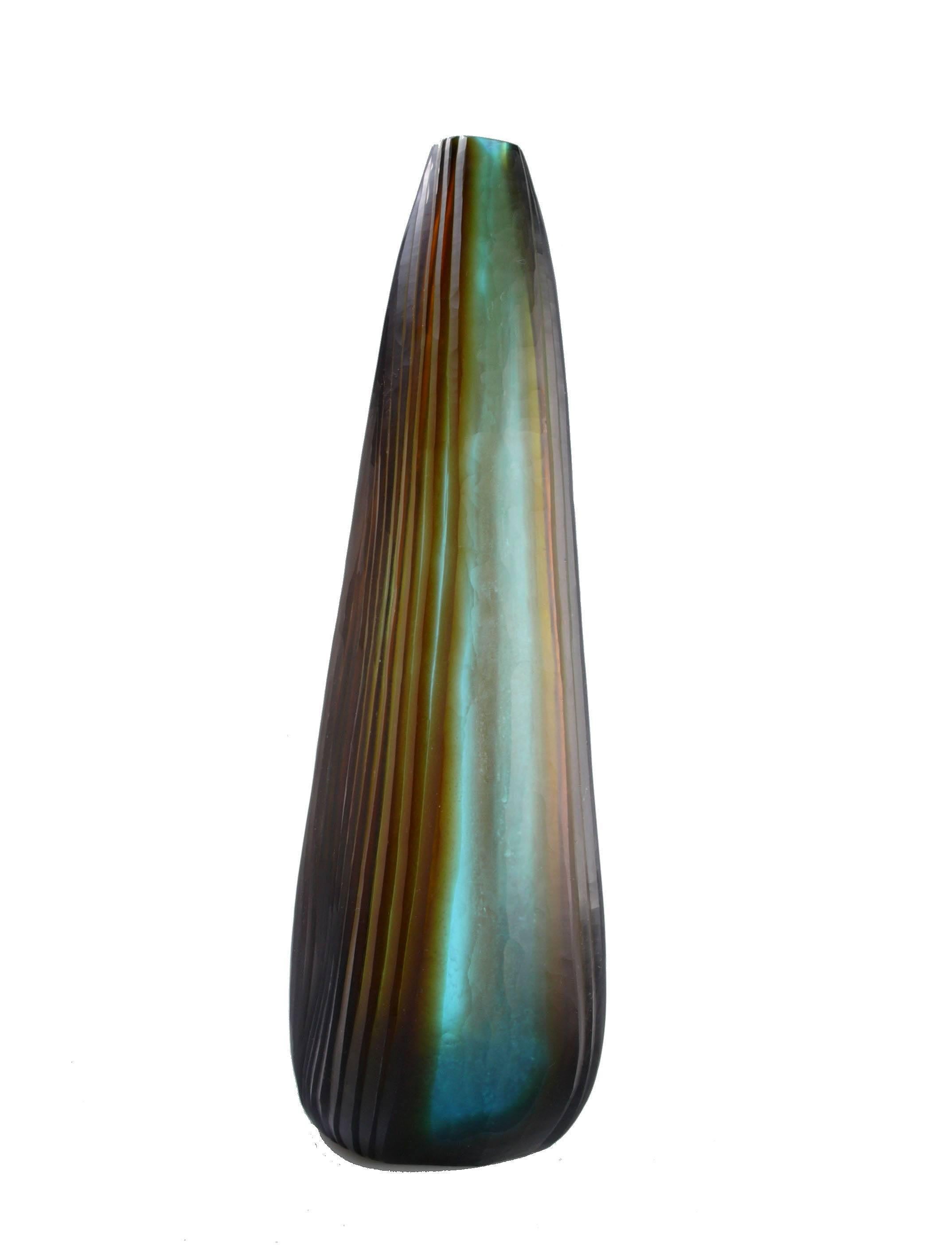 Murano Glass Italian Mid-Century Modern Tall Art Glass Oggetti Vase  For Sale