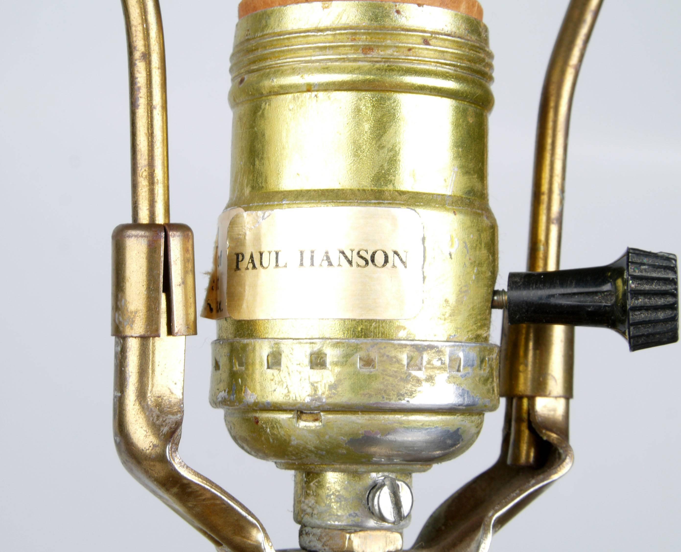 Vintage-Tischlampe aus Messing und Rauchglas von Paul Hanson von Fratelli Melani, Italien im Angebot 1