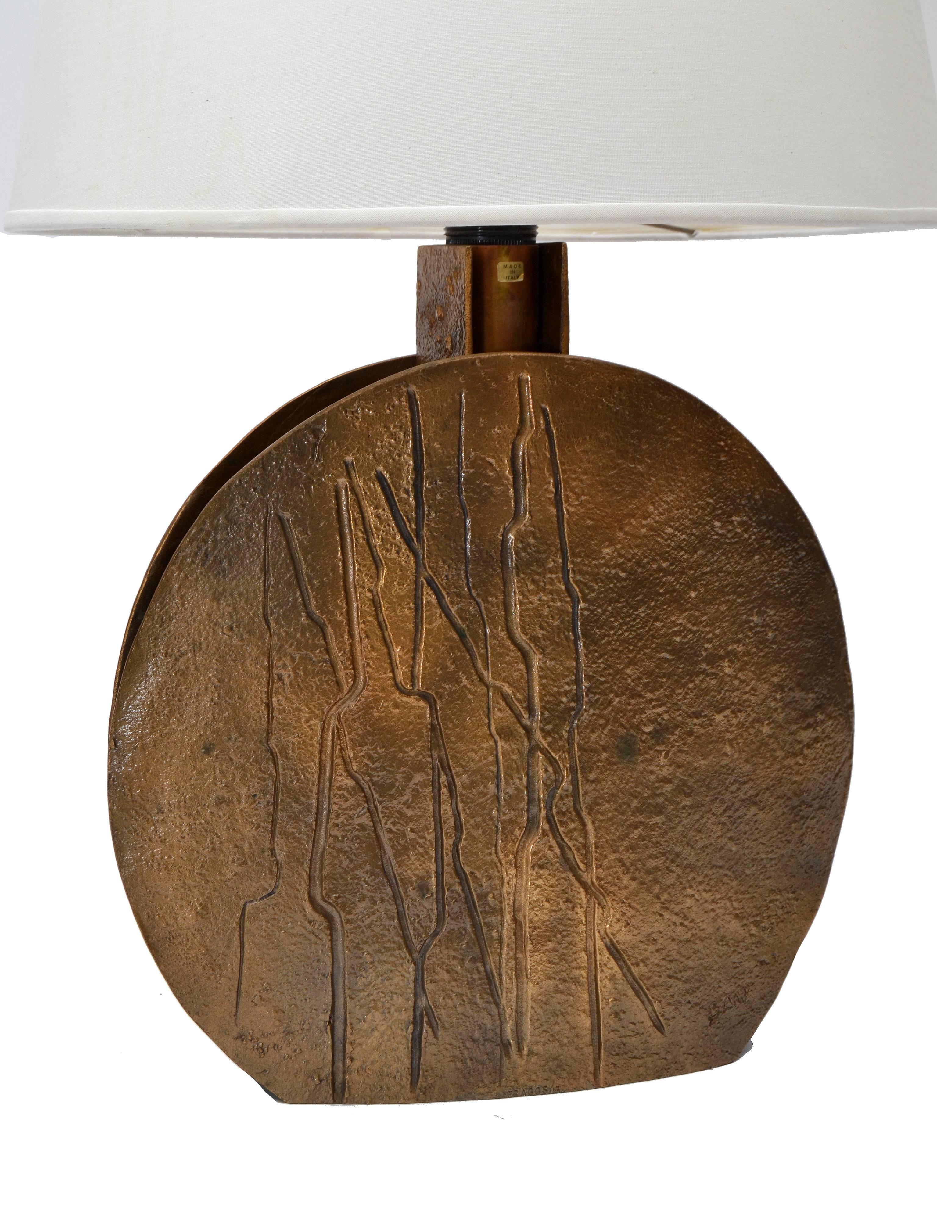 Pragos Sculpted Bronze Table Lamp, Italy 4