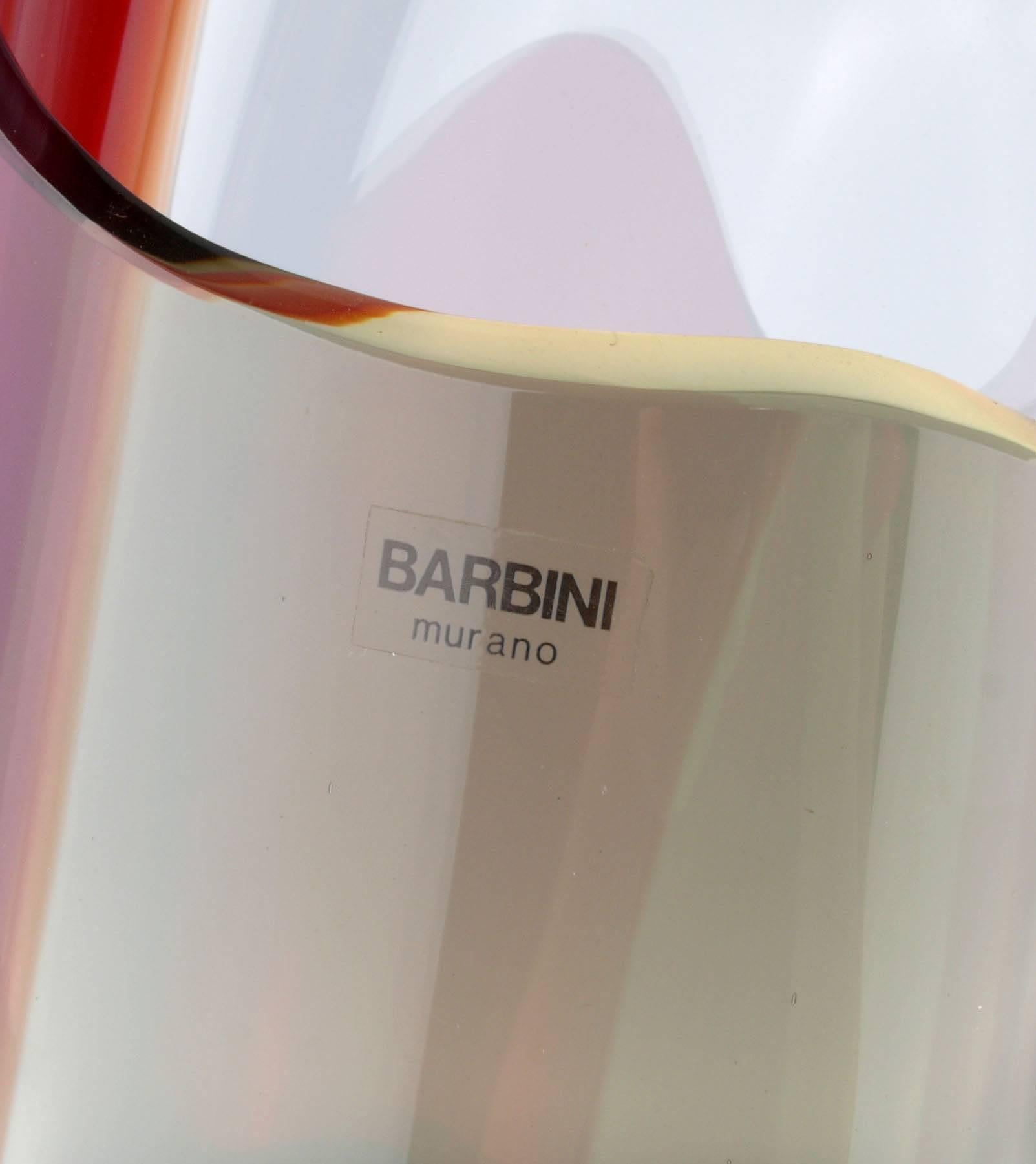 Original Alfredo Barbini Handblown Murano Glass Vase In Good Condition In Miami, FL