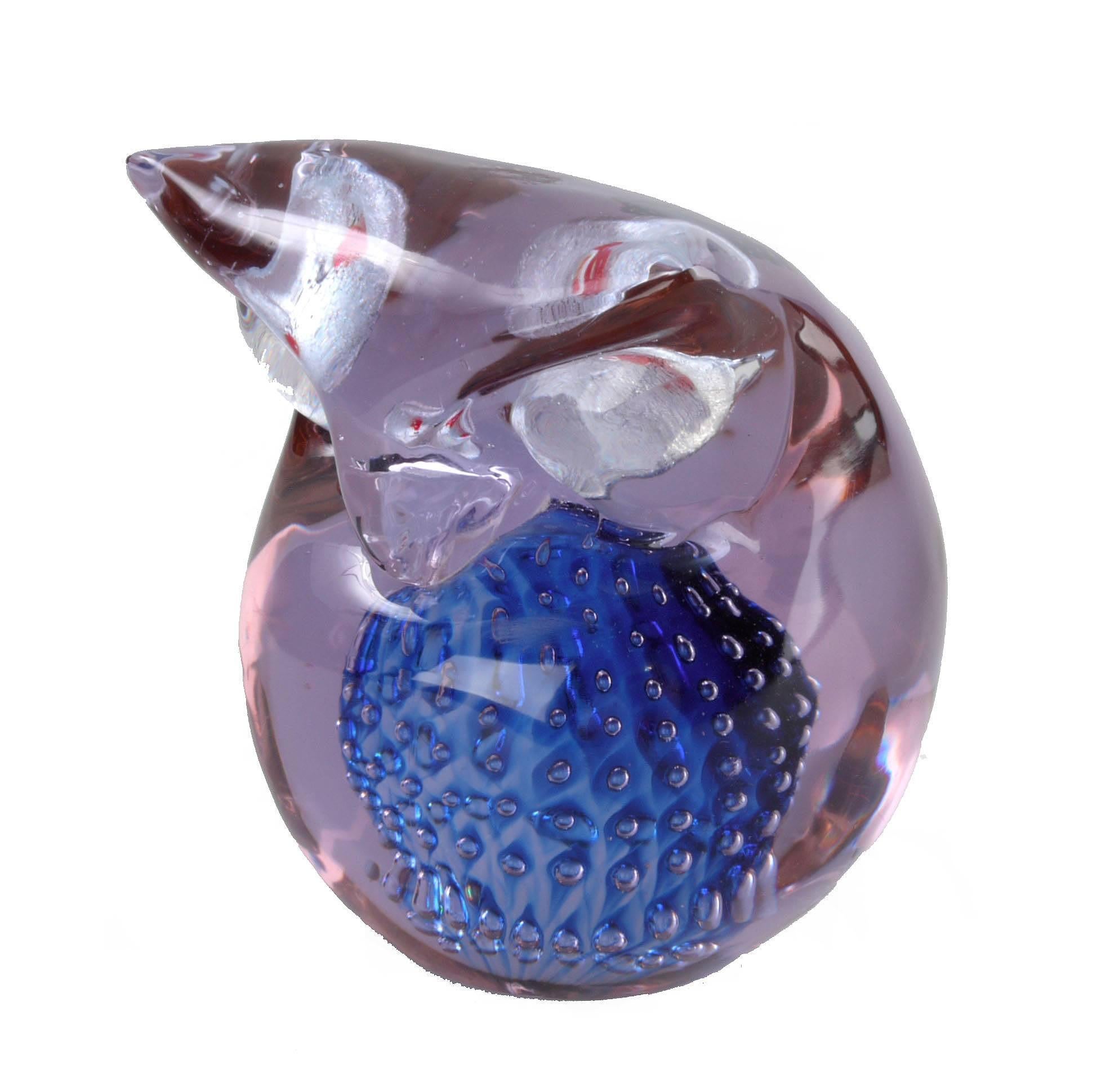 Murano Gino Cenedese Art Glass Owl with Controlled Bubbles In Excellent Condition In Miami, FL