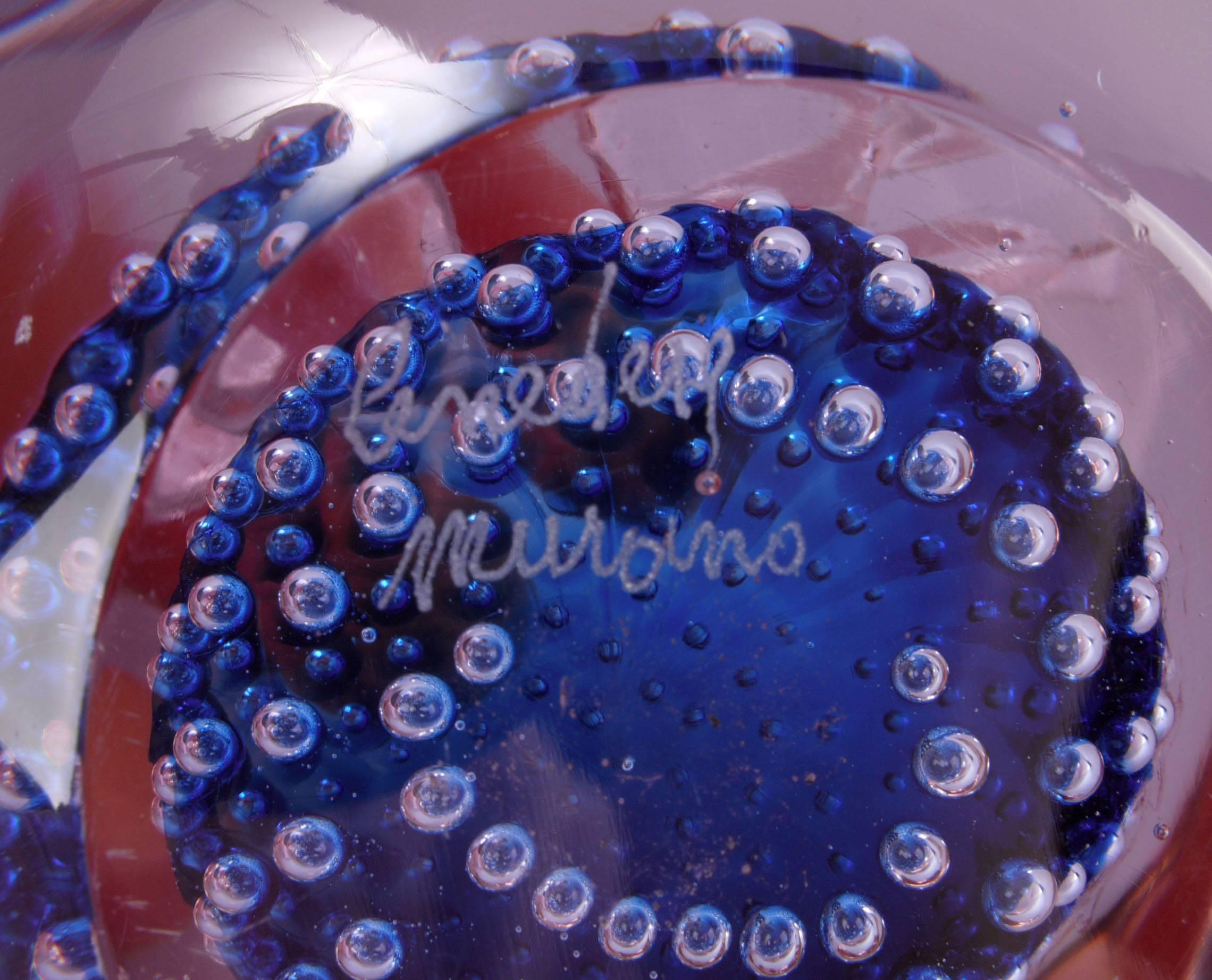 Murano Glass Murano Gino Cenedese Art Glass Owl with Controlled Bubbles