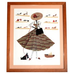 2001 Mary Lynn Blasutta Textile Shoe Shopper Fashion Illustrations Mixed Media