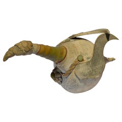 1950s Abstract Italian Ceramic Pottery Clay Bird Sculpture Mixed Media Handmade