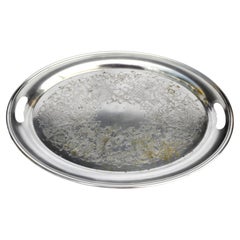 Early 20th Century Distressed Look Gorham Oval Silver Plate Platter Butler Tray