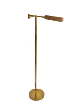 1970s Koch & Lowy Adjustable Swing Brass Pharmacy Floor Lamp Mid-Century Modern