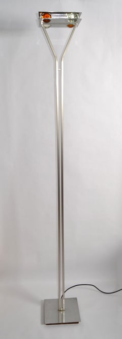 SILLUX Aluminum Murano Blown Circle Art Glass Floor Lamp Minimalism Period Italy