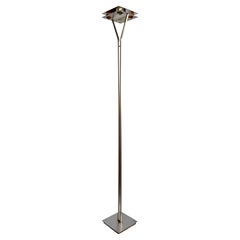 SILLUX Aluminum Murano Blown Circle Art Glass Floor Lamp Minimalism Period Italy
