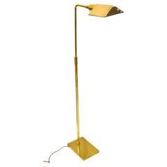 Lampada da farmacia Koch & Lowy originale degli anni '70, lampada da terra in ottone e acciaio in stile Mid-Century Modern