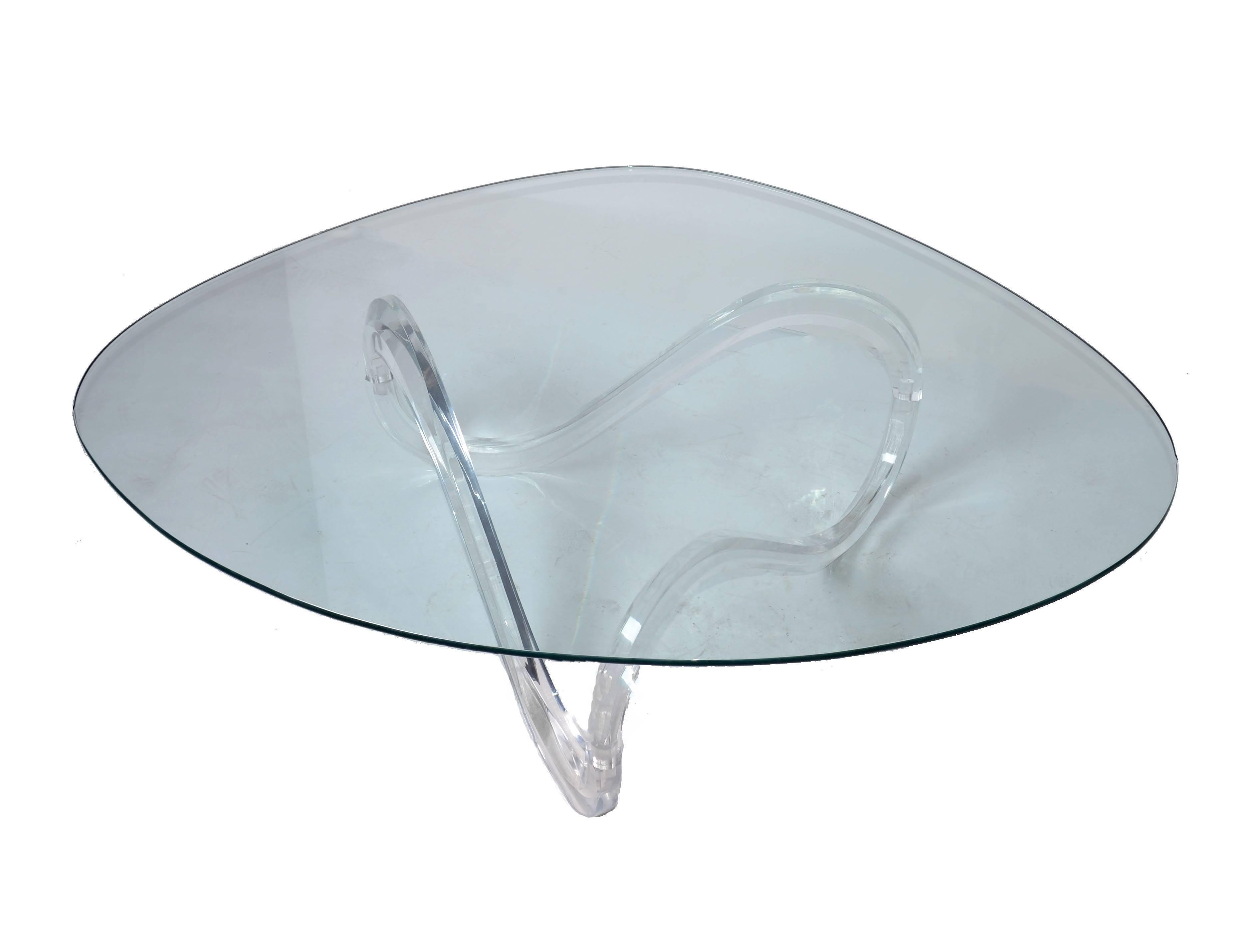 American Mid-Century Modern Lucite Ribbon Coffee Table in the Manner Charles Hollis Jones