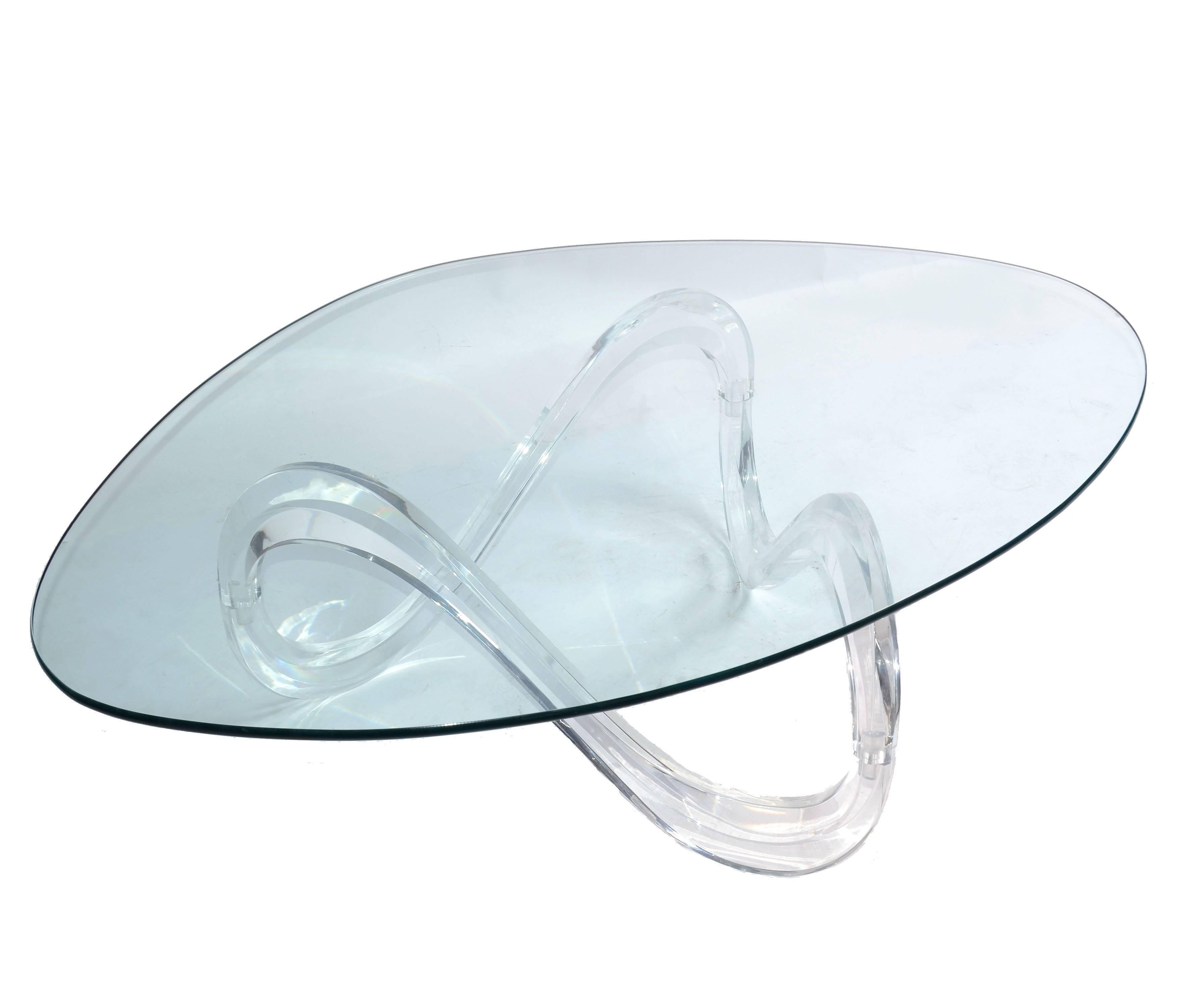 Mid-Century Modern Lucite Ribbon Coffee Table in the Manner Charles Hollis Jones In Good Condition In Miami, FL