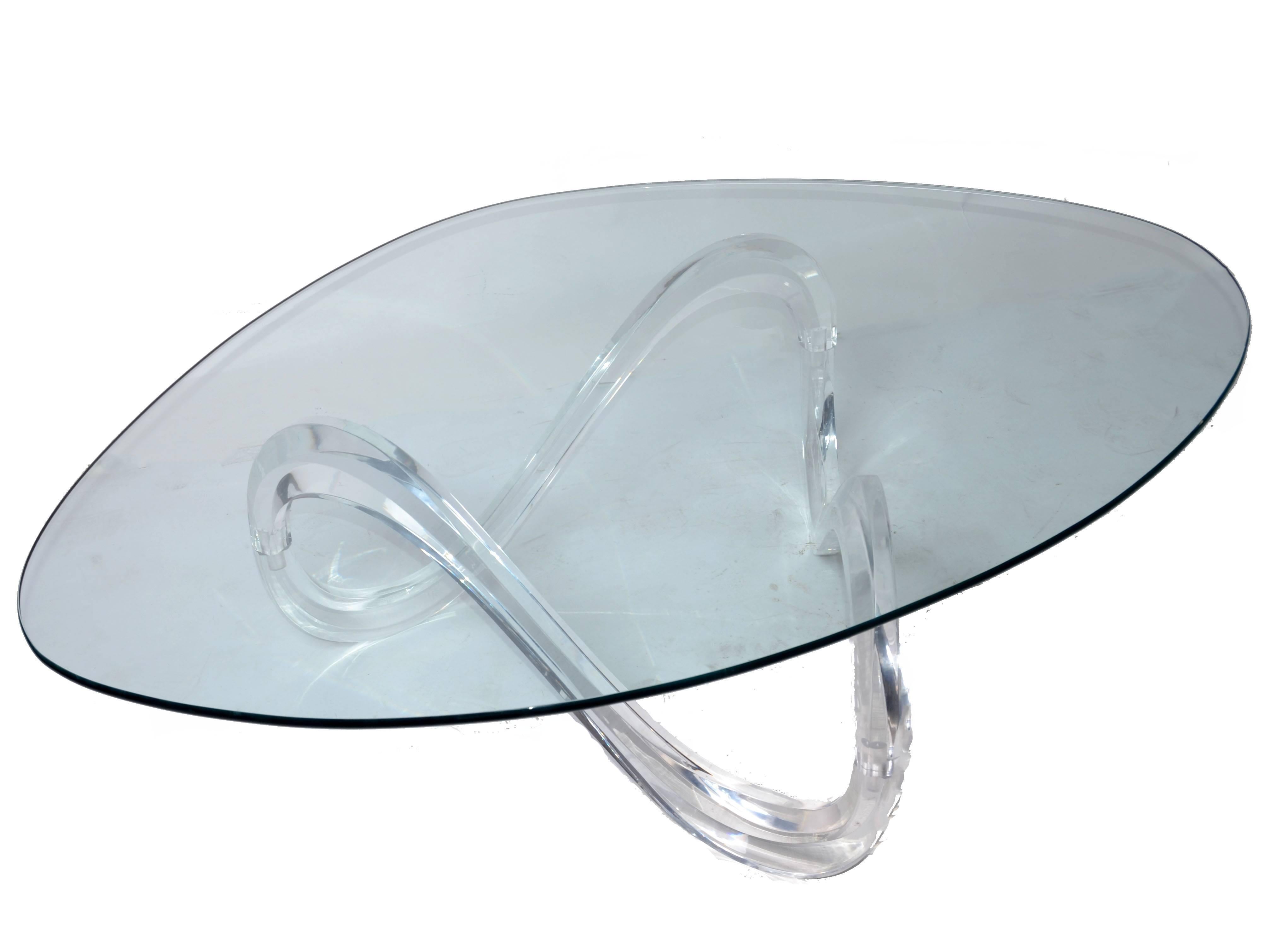 Mid-Century Modern Lucite Ribbon Coffee Table in the Manner Charles Hollis Jones 1