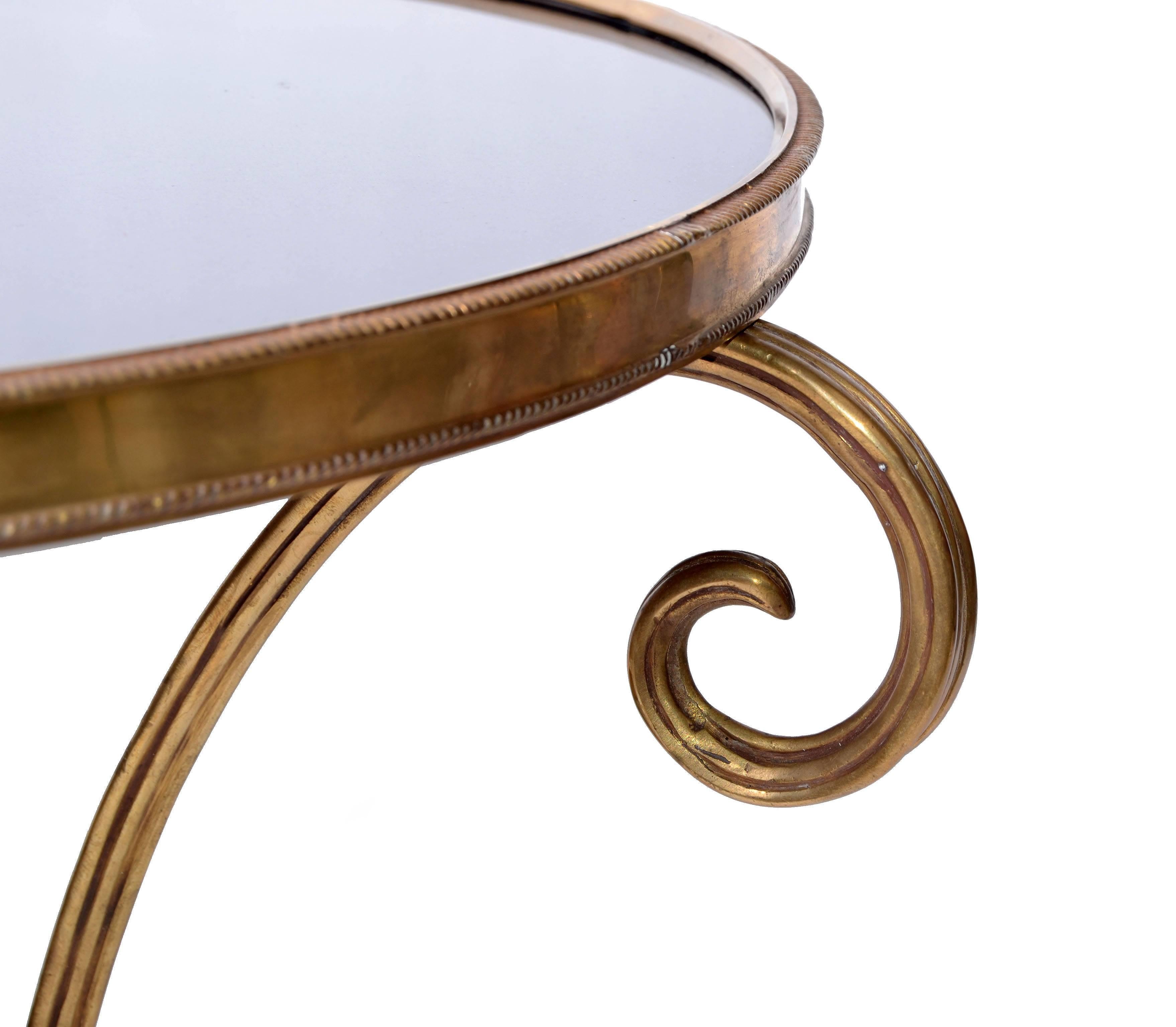 French Round Brass and Marble Side Table 2