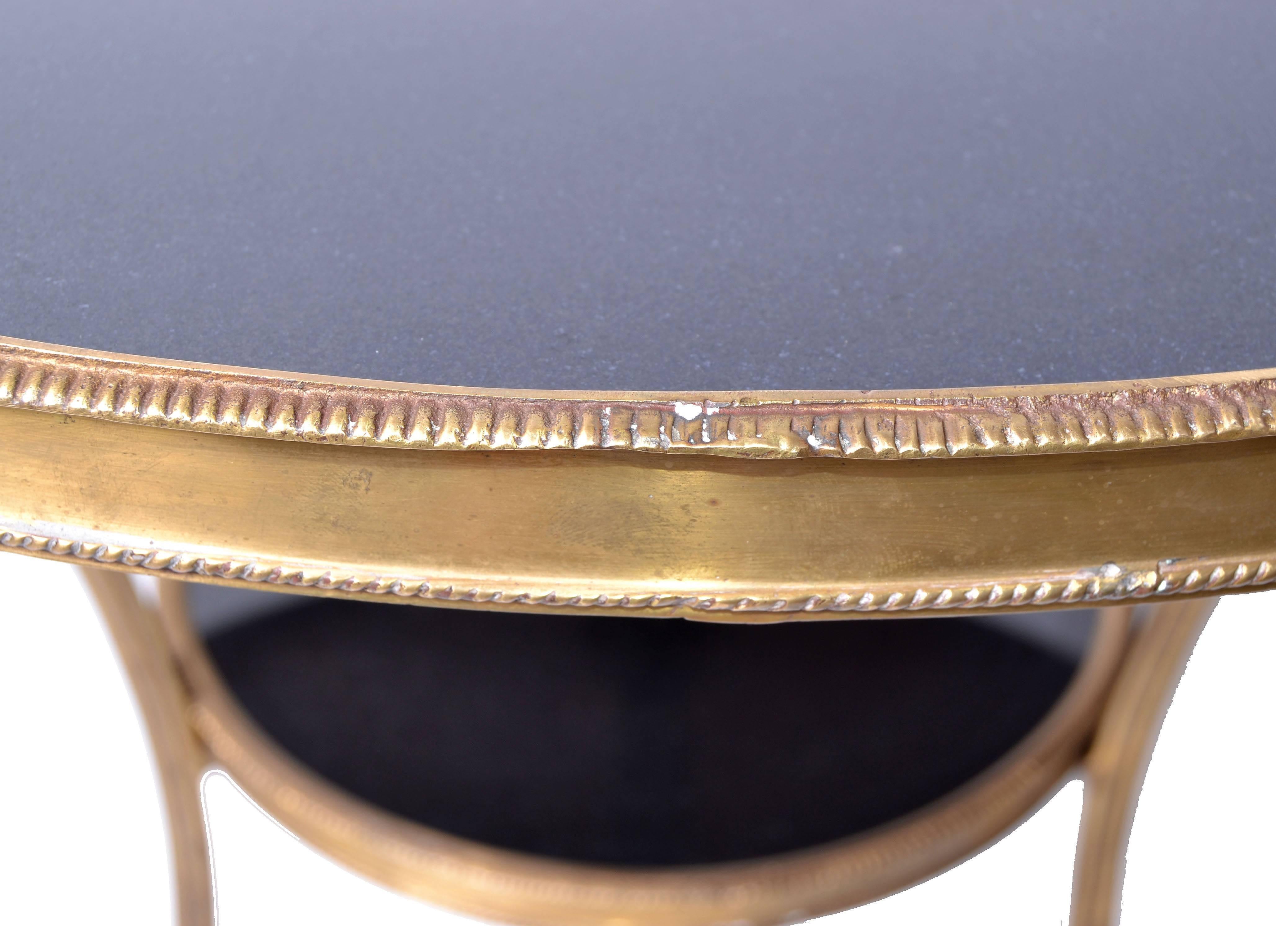 French Round Brass and Marble Side Table 5