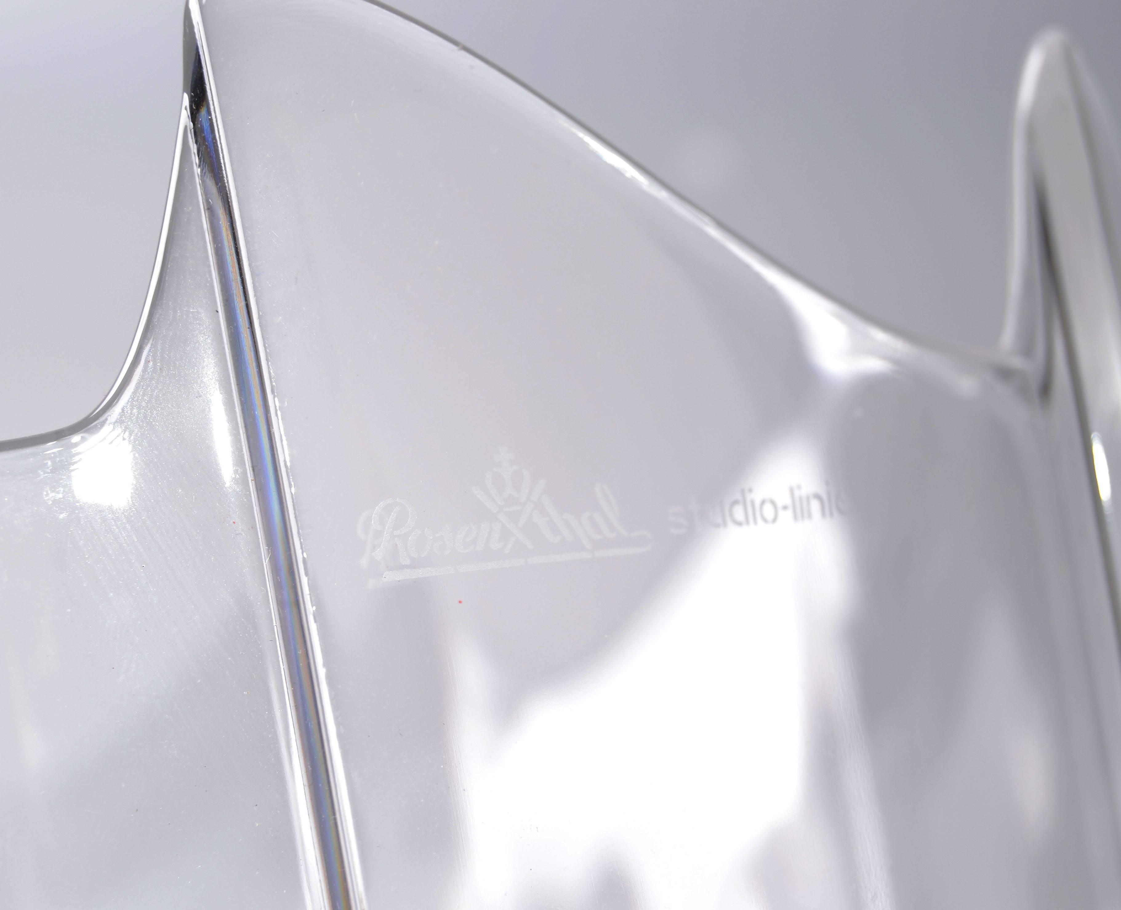 Original Rosenthal-Servierschale aus mattiertem Kristallglas mit Wellenschliff von Studio-Linie (Handgefertigt) im Angebot