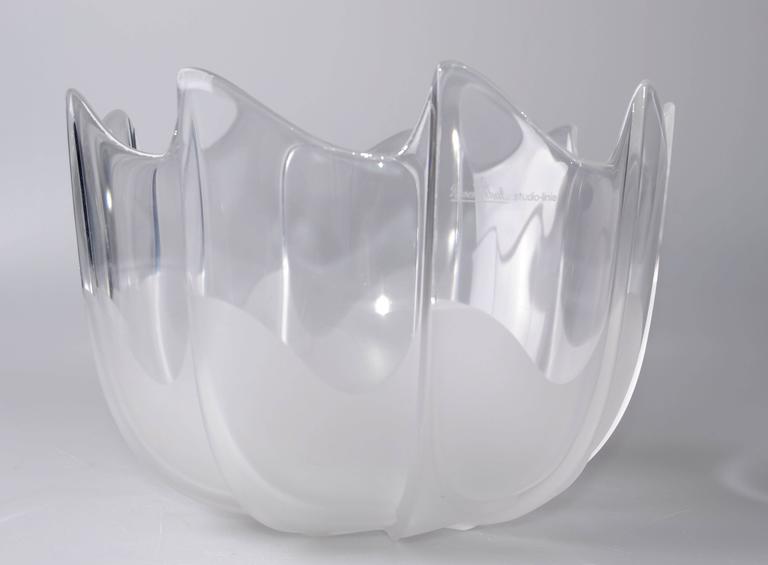 Original Rosenthal Scalloped Frosted Crystal Glass Serving Bowl by StudioLinie For Sale at
