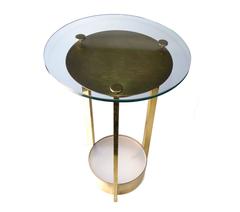 Dorothy Thorpe Illuminated Brass and Glass Side Table Mid-Century Modern America