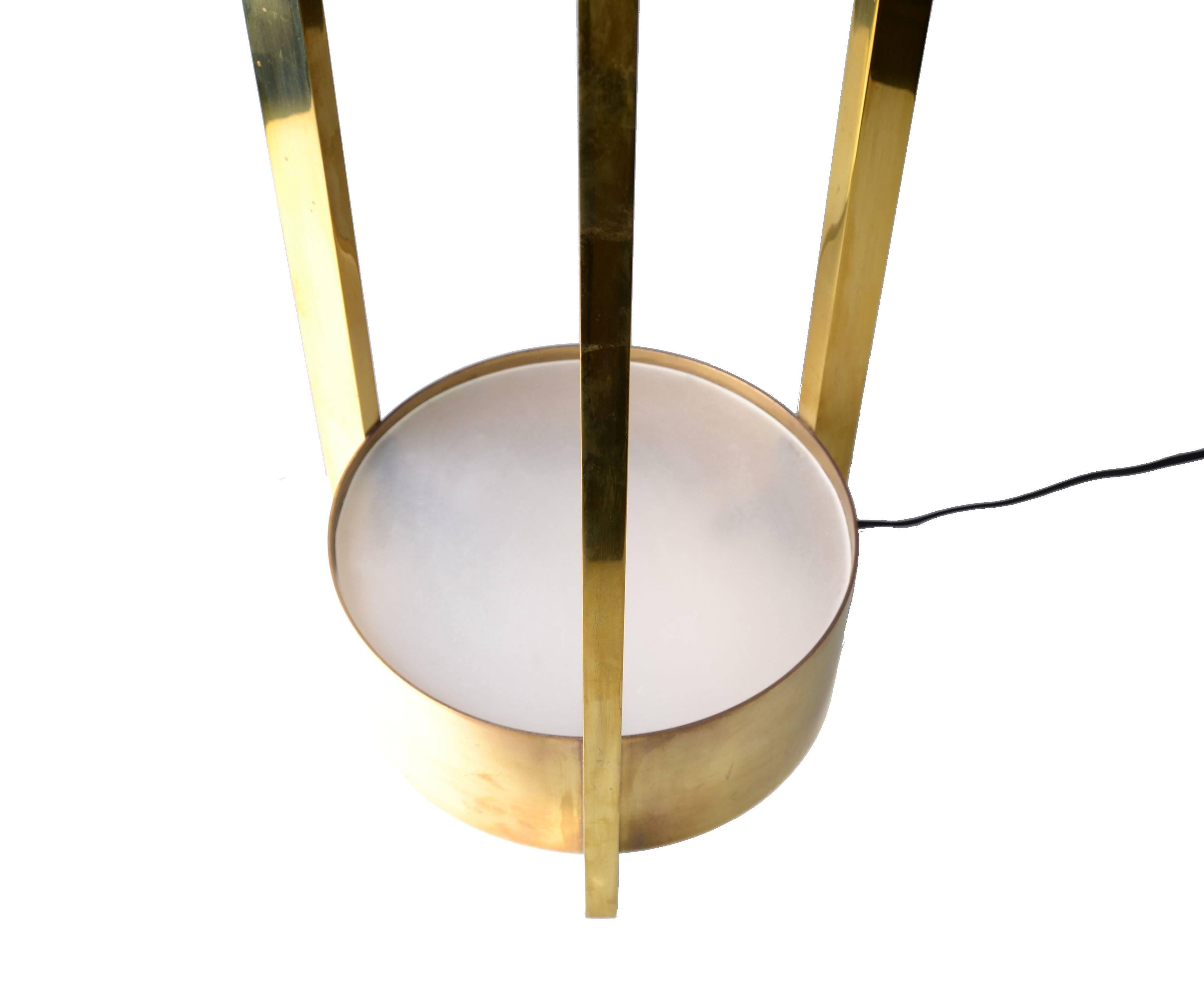 Dorothy Thorpe Illuminated Brass and Glass Side Table Mid-Century Modern America For Sale 1