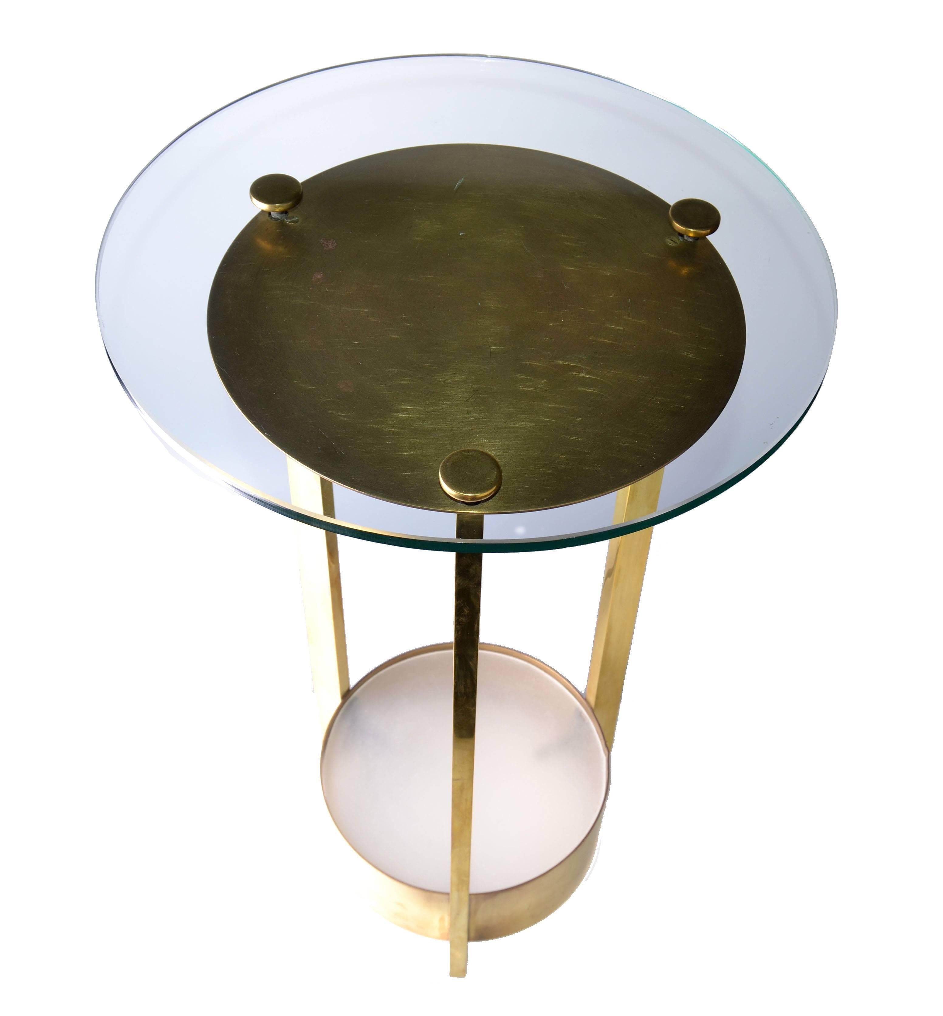 Dorothy Thorpe Illuminated Brass and Glass Side Table Mid-Century Modern America For Sale 2