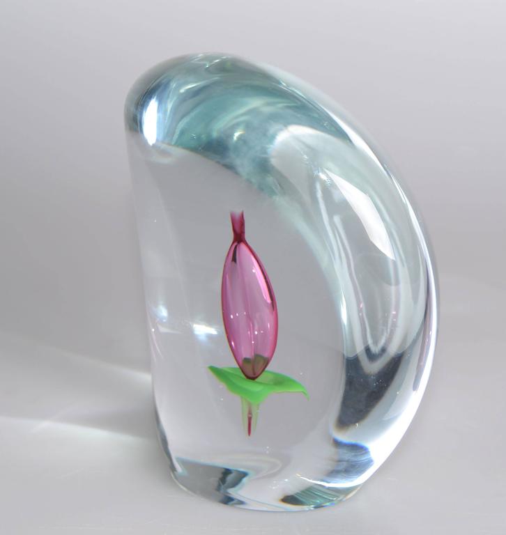 Signed Beranek Floral Glass Paperweight at 1stDibs