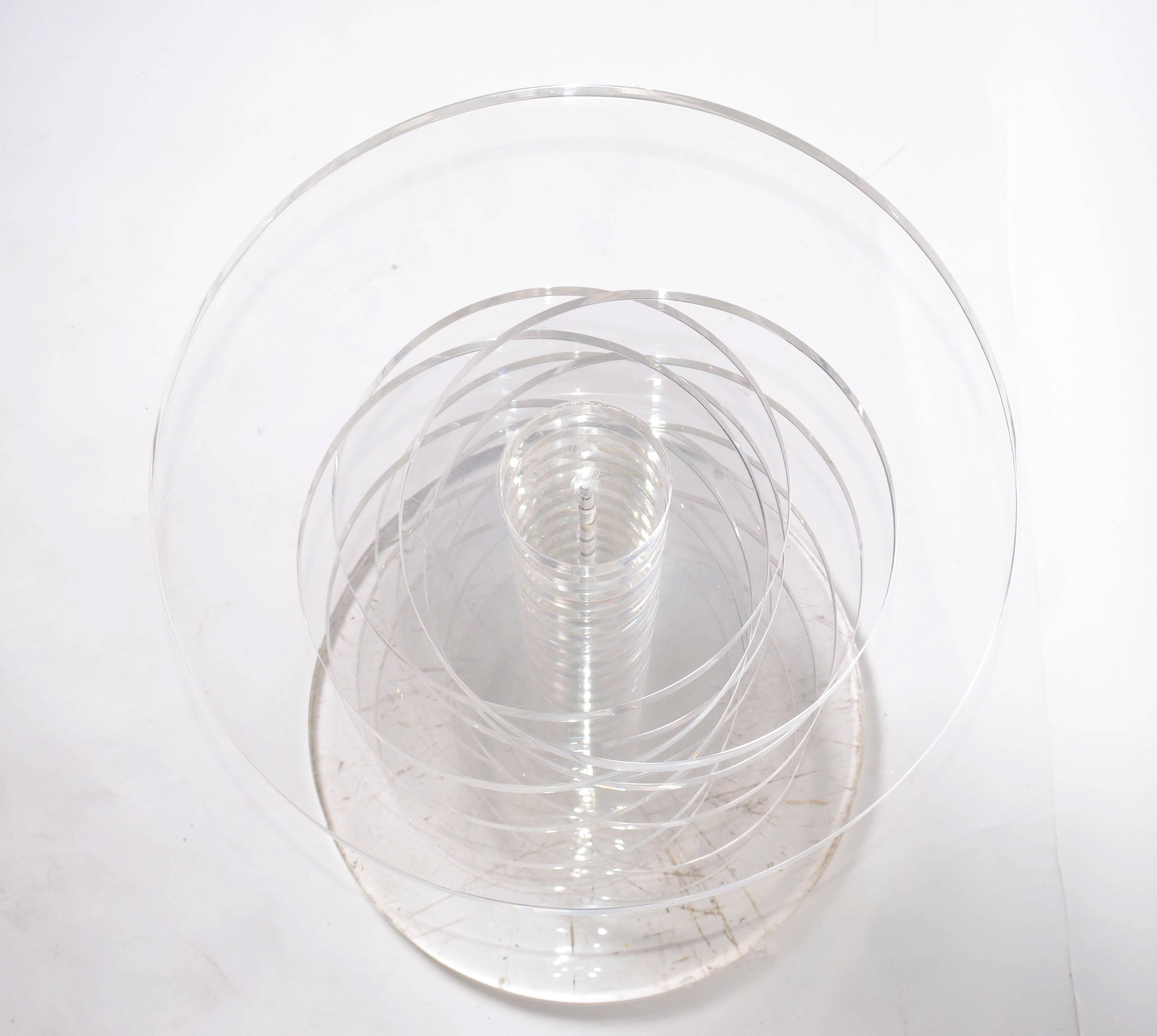 Vintage Stacked Lucite Discs Table Base Mid-Century Modern  In Good Condition For Sale In Miami, FL