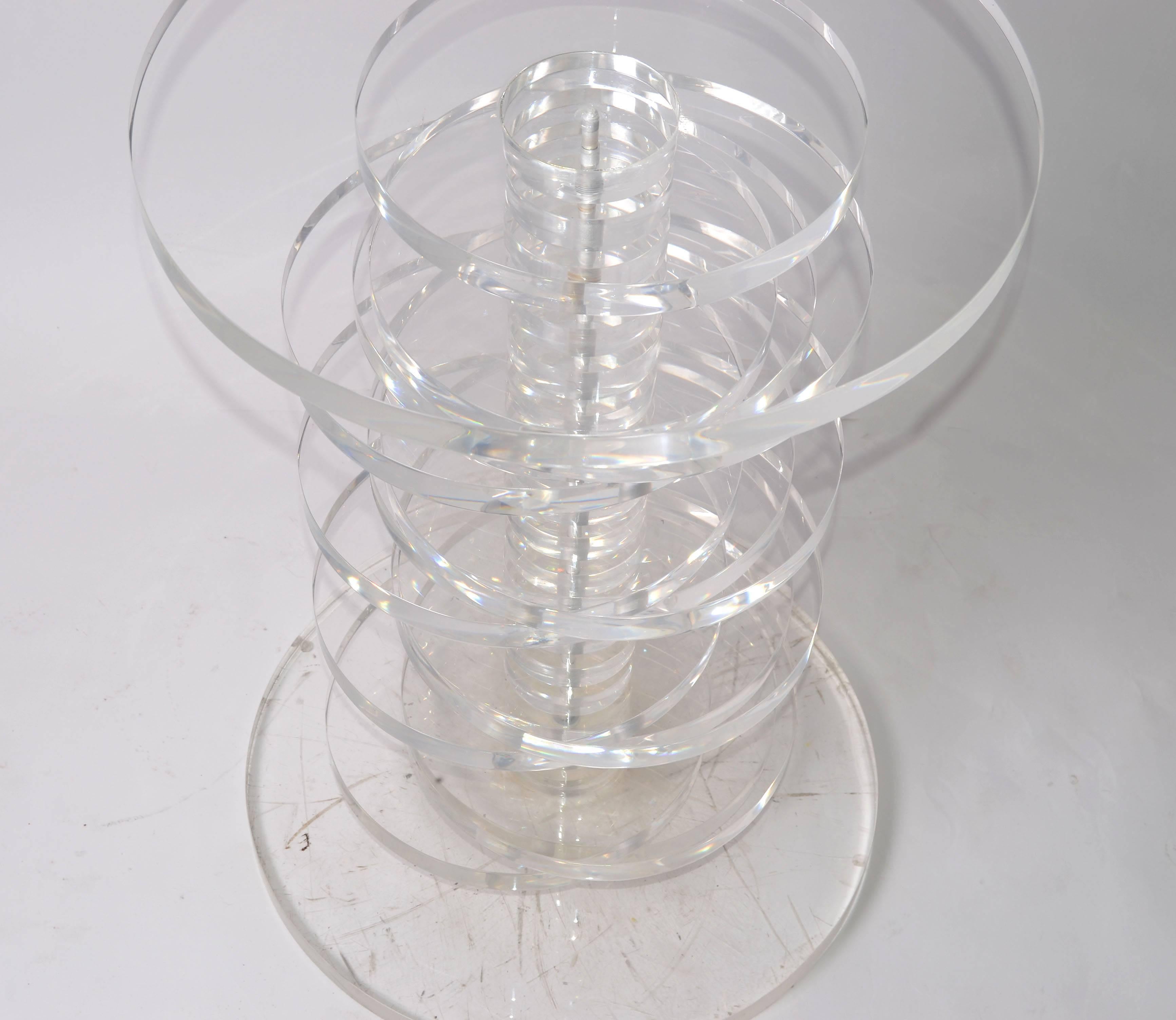 20th Century Vintage Stacked Lucite Discs Table Base Mid-Century Modern  For Sale
