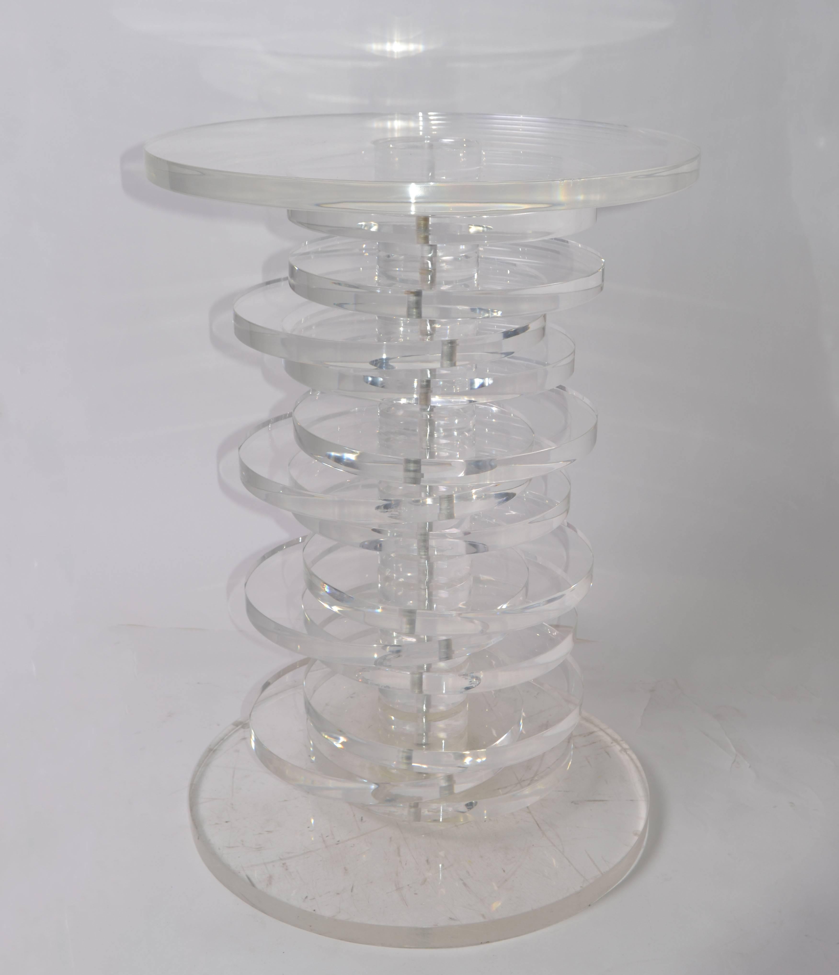 Vintage Stacked Lucite Discs Table Base Mid-Century Modern  For Sale 1
