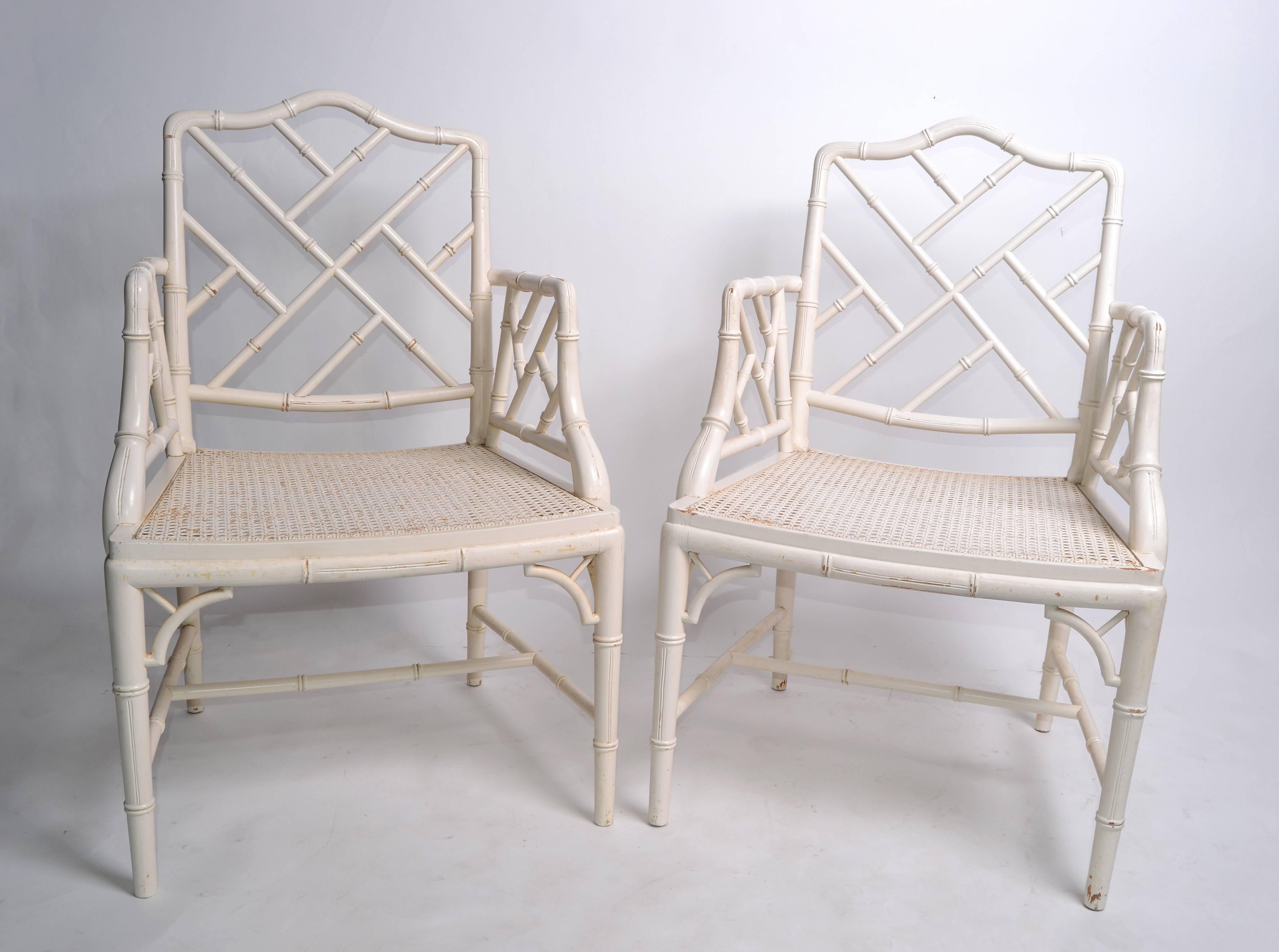 Hollywood Regency Faux Bamboo Chippendale Armchairs, a Pair 1