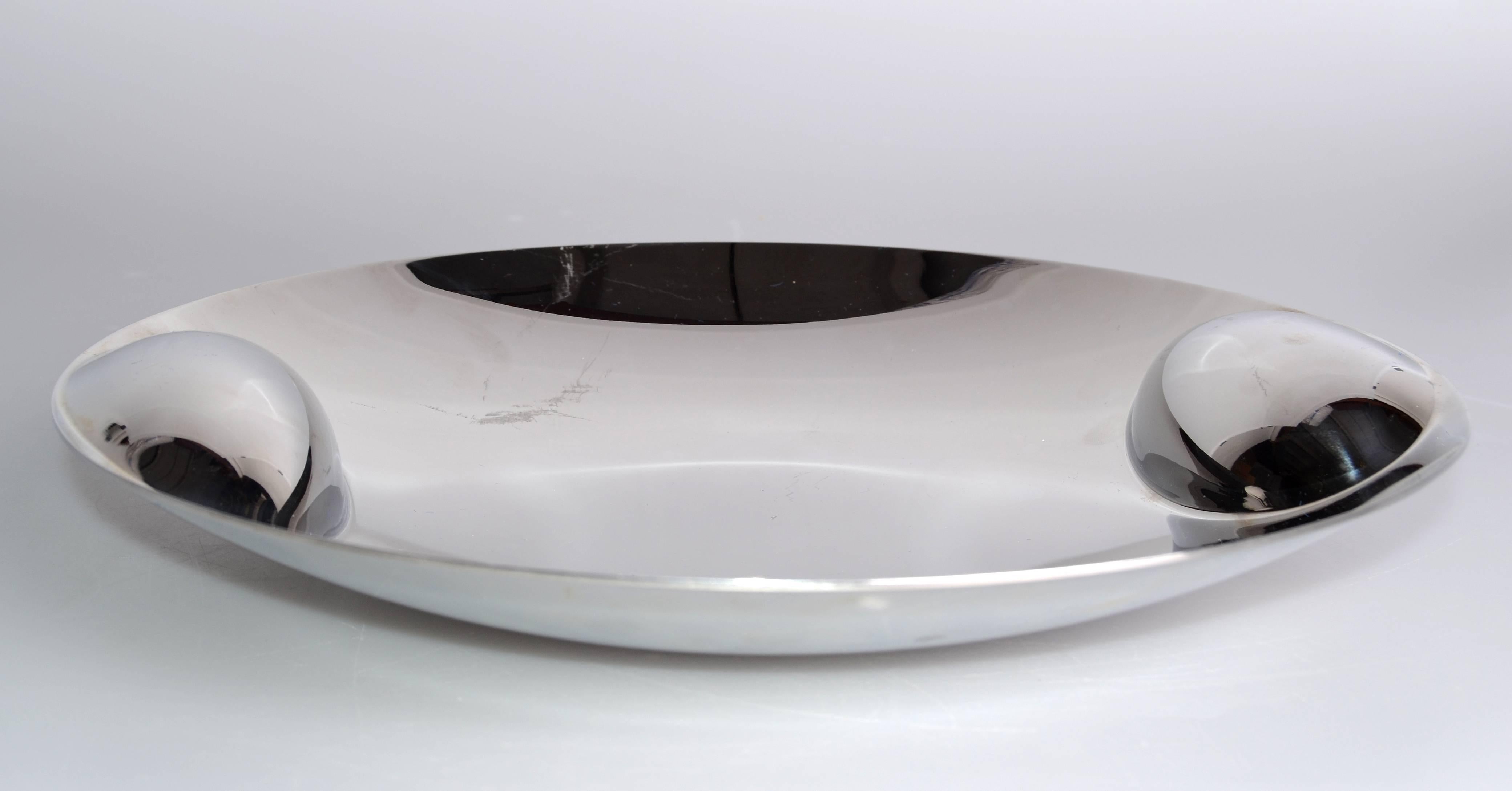 Italian Stainless Steel Plate or Bowl by Lino Sabattini Italy For Sale