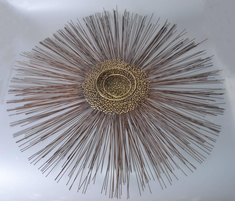 Striking 1960 Brass Sunburst Sculpture For Sale at 1stdibs